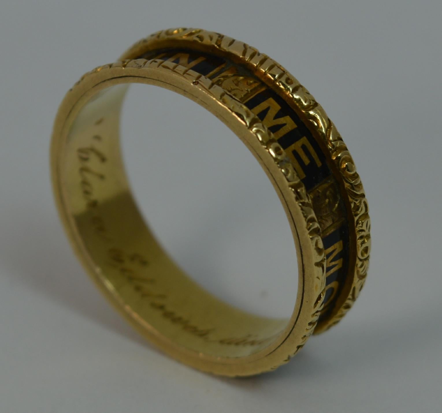 1875 Victorian 18 Carat Gold and Enamel in Memory of Mourning Stack Band Ring 3