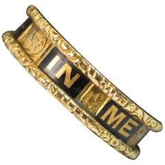 1875 Victorian 18 Carat Gold and Enamel in Memory of Mourning Stack Band Ring