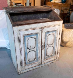 1875s Antique Desk Painted White with Hinged Top