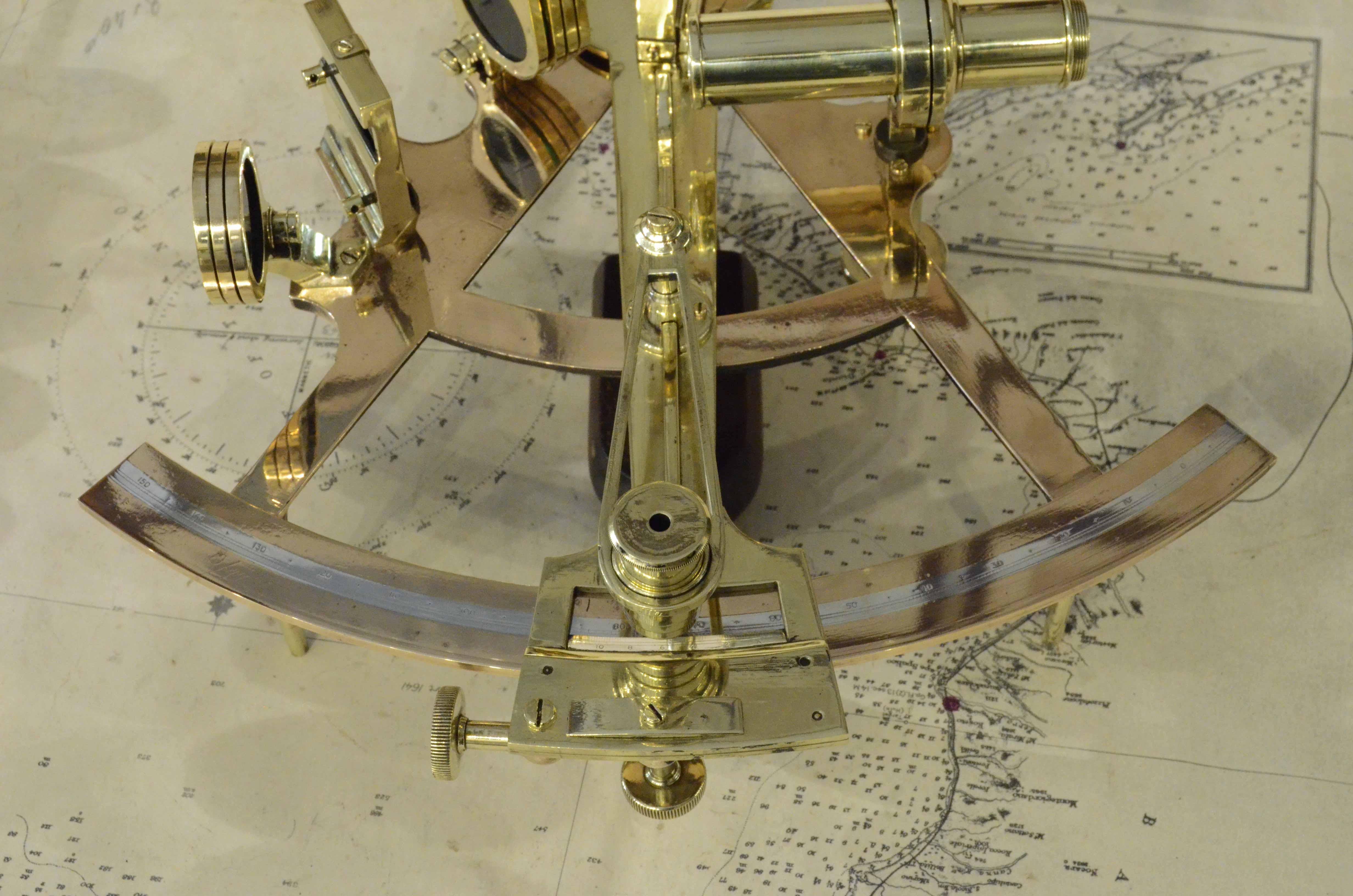1875s Brass Sextant Signed Negus New York Antique Marine Navigation Instrument 5