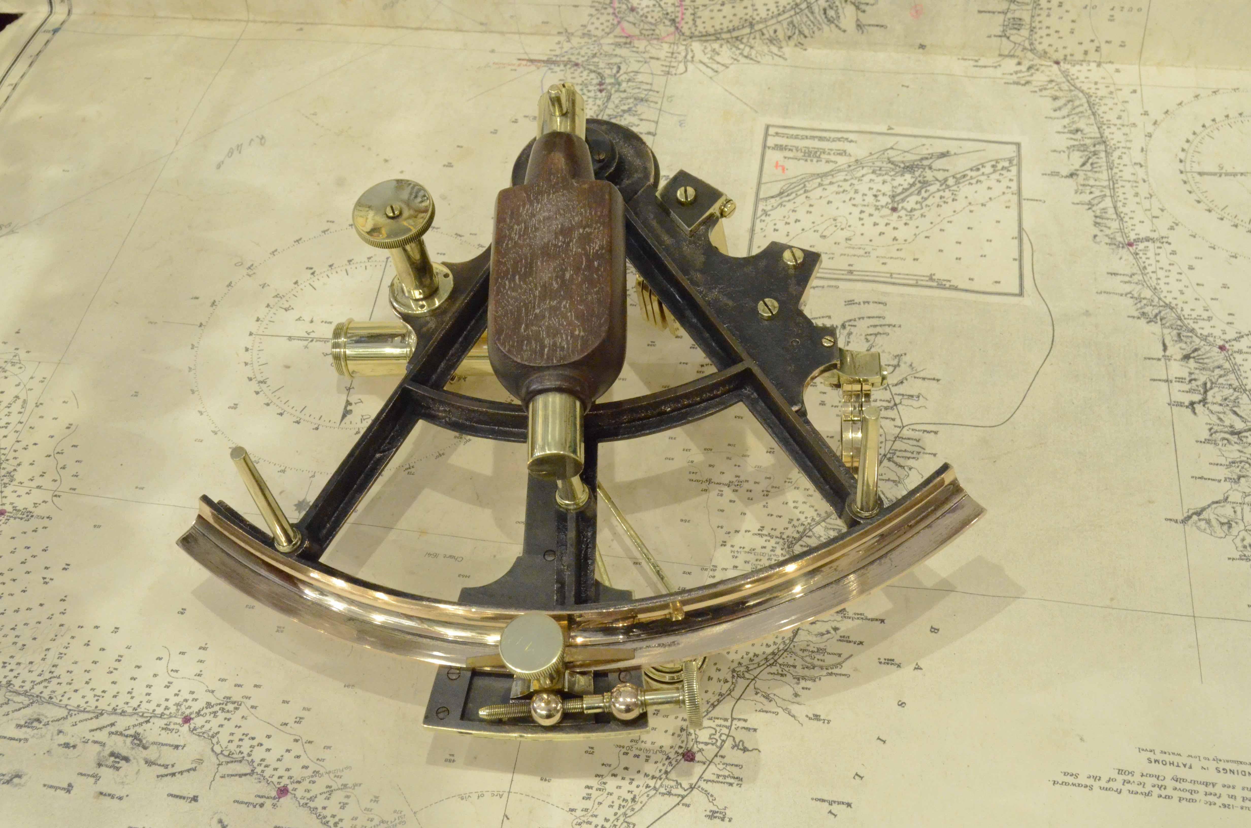 1875s Brass Sextant Signed Negus New York Antique Marine Navigation Instrument 6