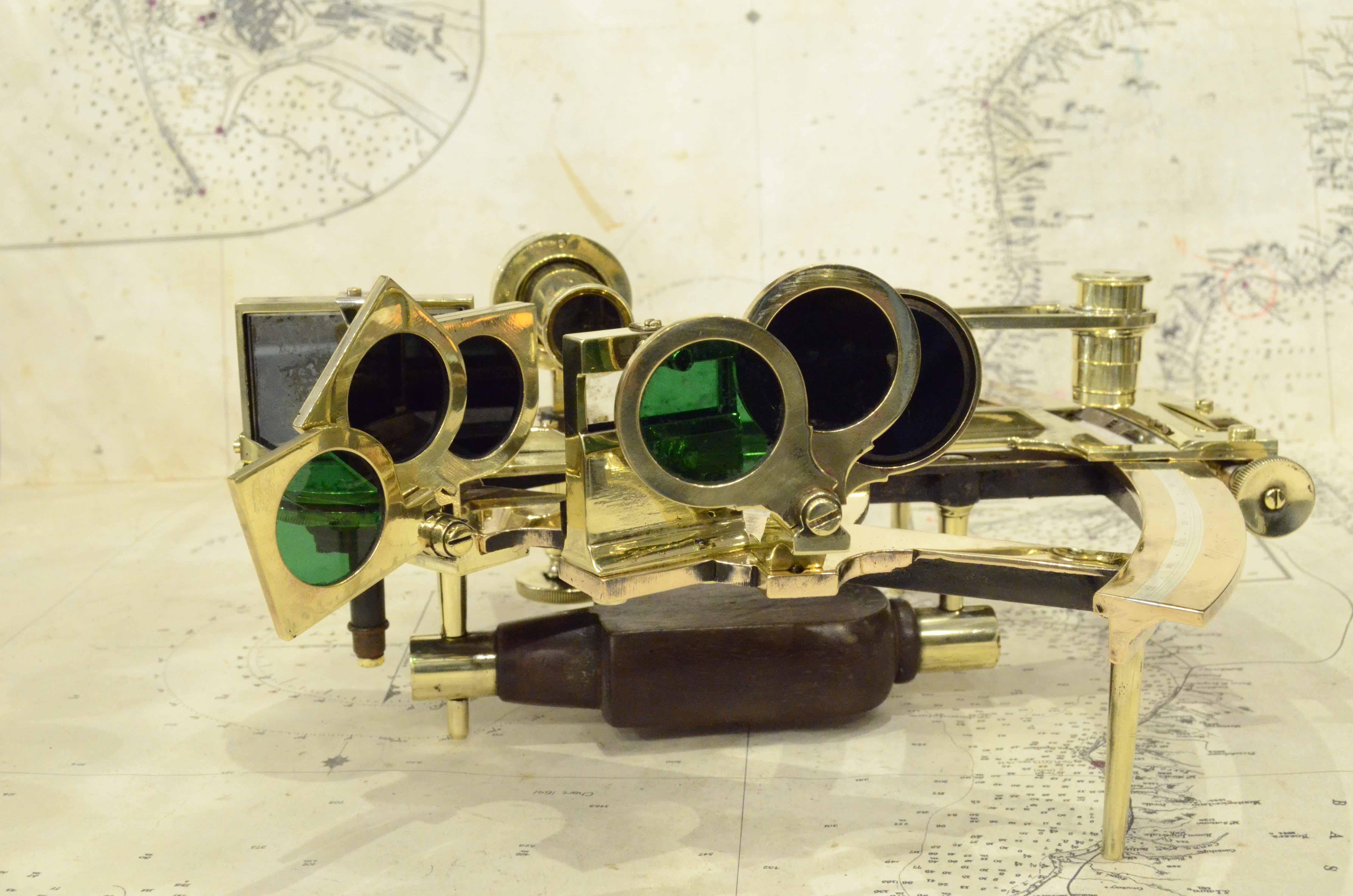 1875s Brass Sextant Signed Negus New York Antique Marine Navigation Instrument 8