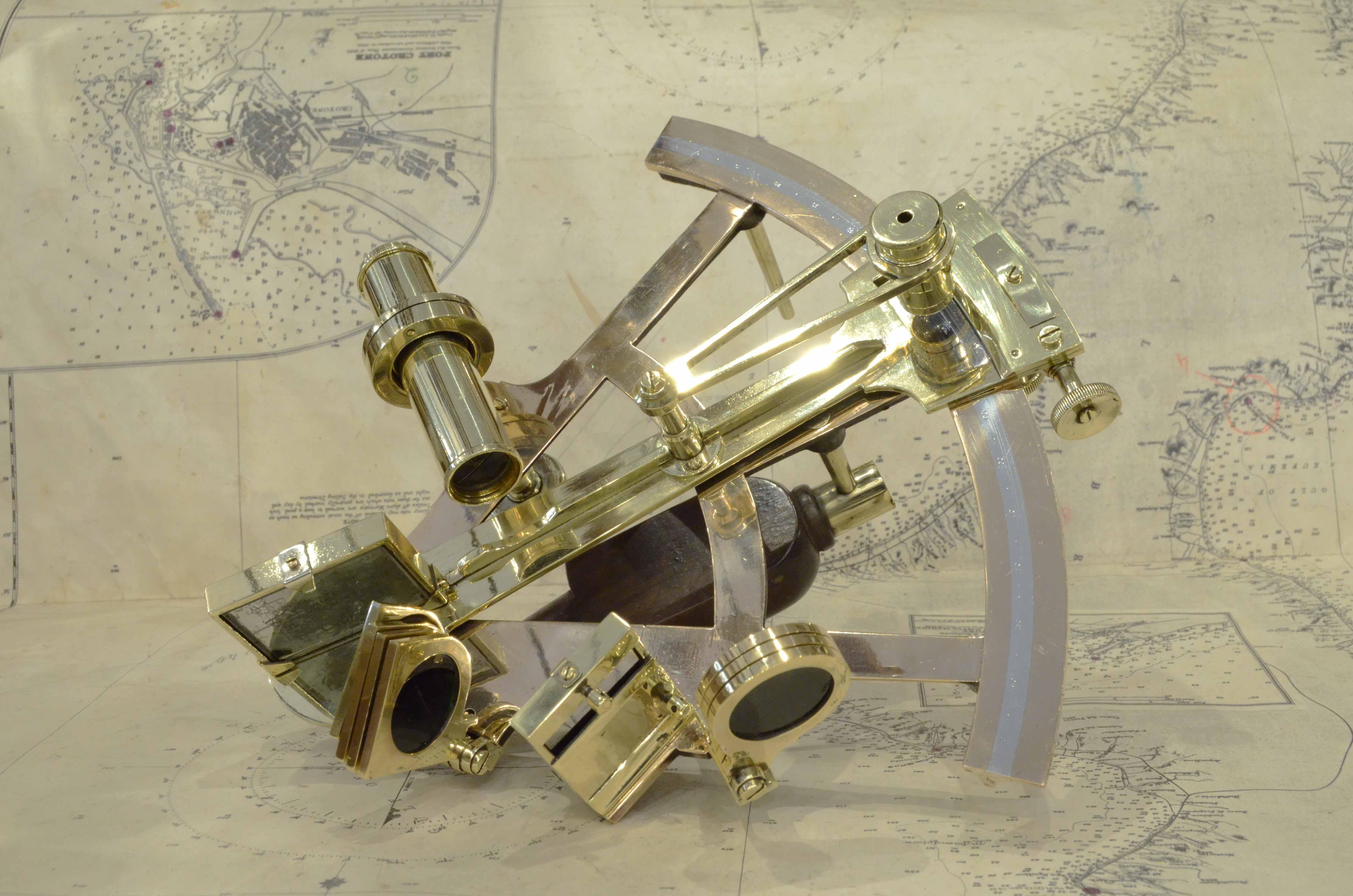 1875s Brass Sextant Signed Negus New York Antique Marine Navigation Instrument 9
