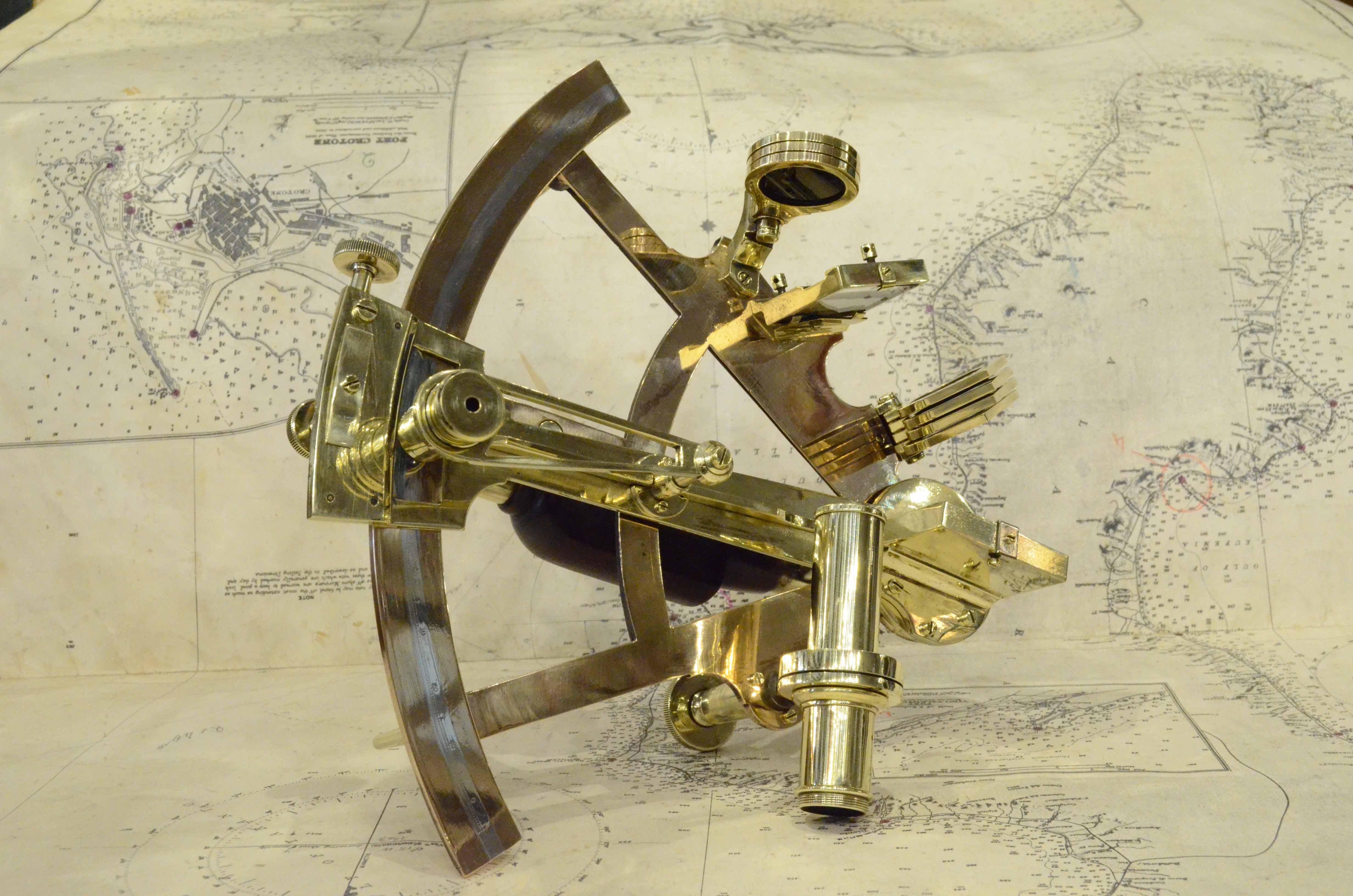 1875s Brass Sextant Signed Negus New York Antique Marine Navigation Instrument 10