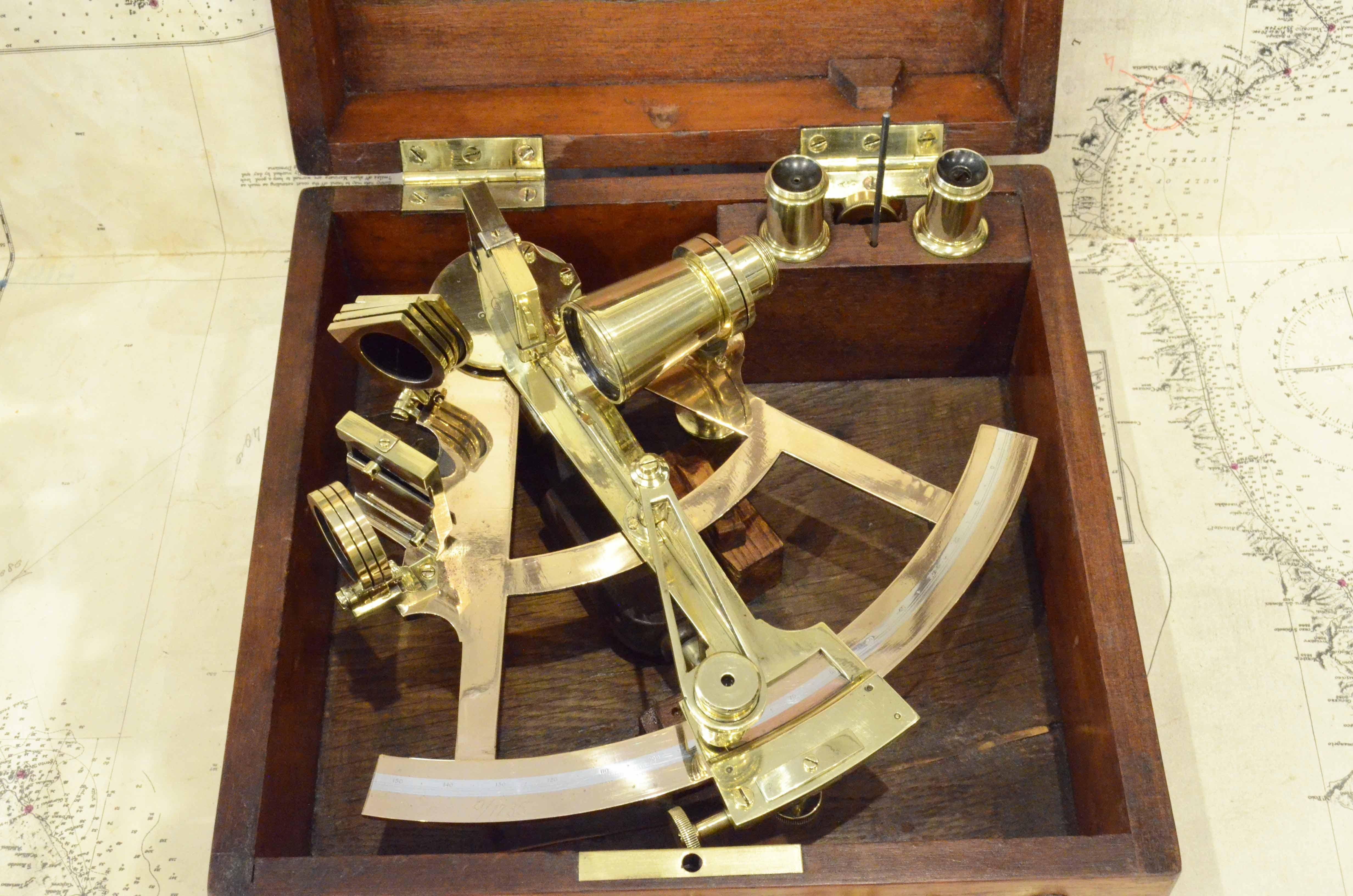 1875s Brass Sextant Signed Negus New York Antique Marine Navigation Instrument 11