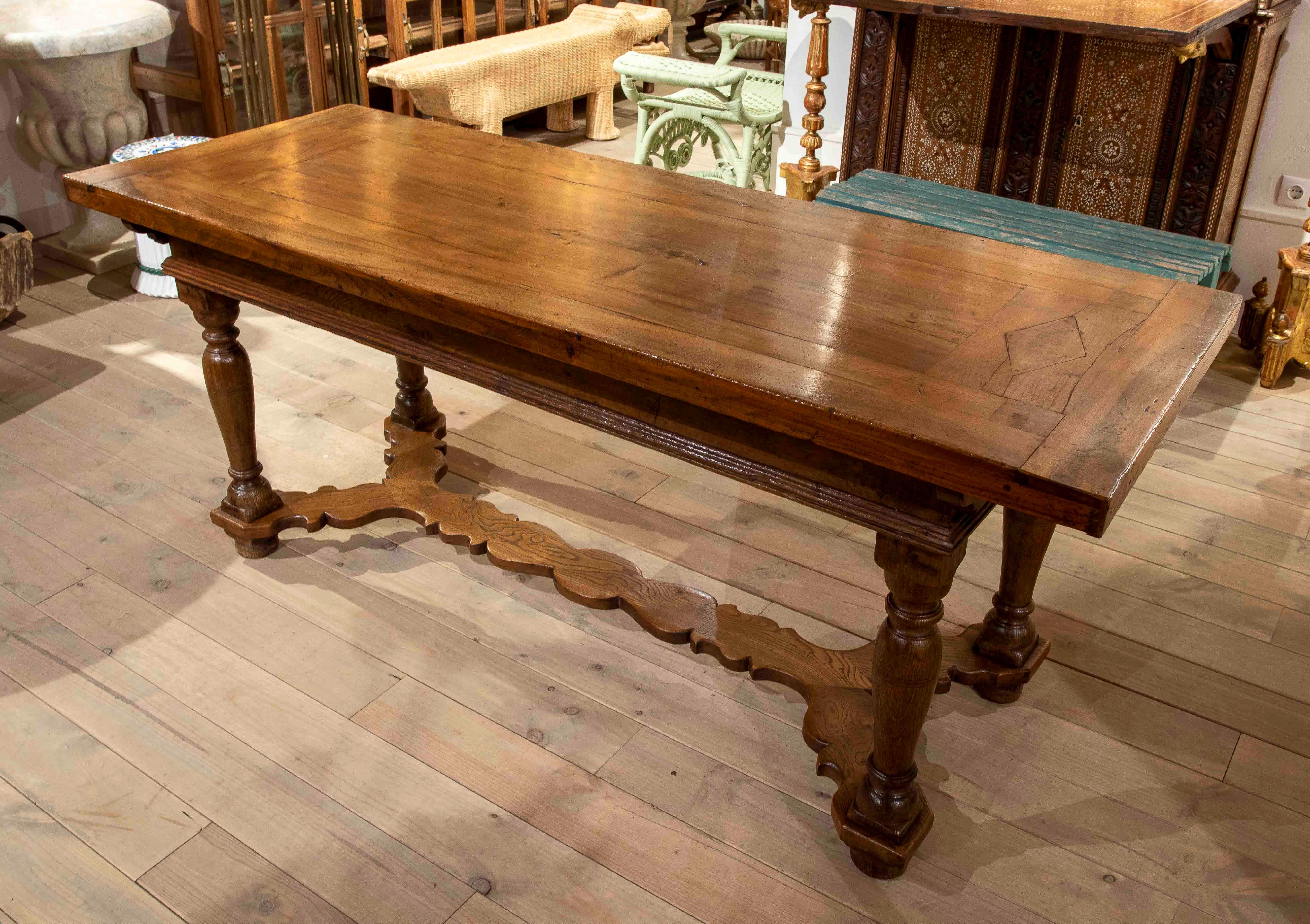 Spanish 1875s Handcrafted Solid Wood Dining Table with Classic Design