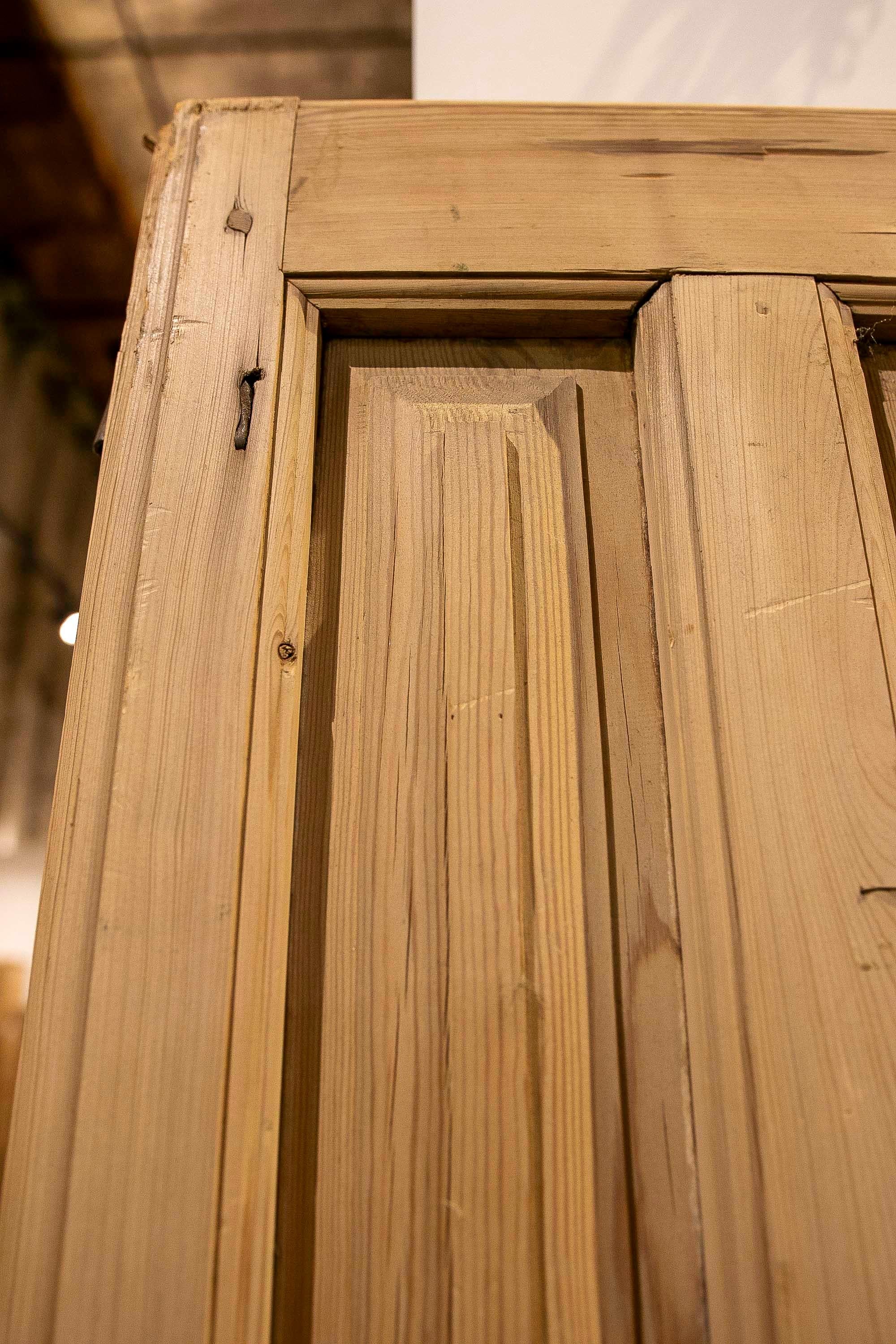 1875s Pair of Antique Wooden Doors with Carved Panels and Iron Knocker For Sale 3