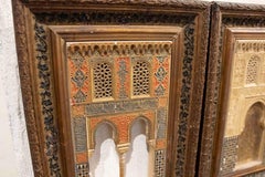 1875s Pair of Carved and Polychrome Wood Mmodels, Arab-Andalusian Style.