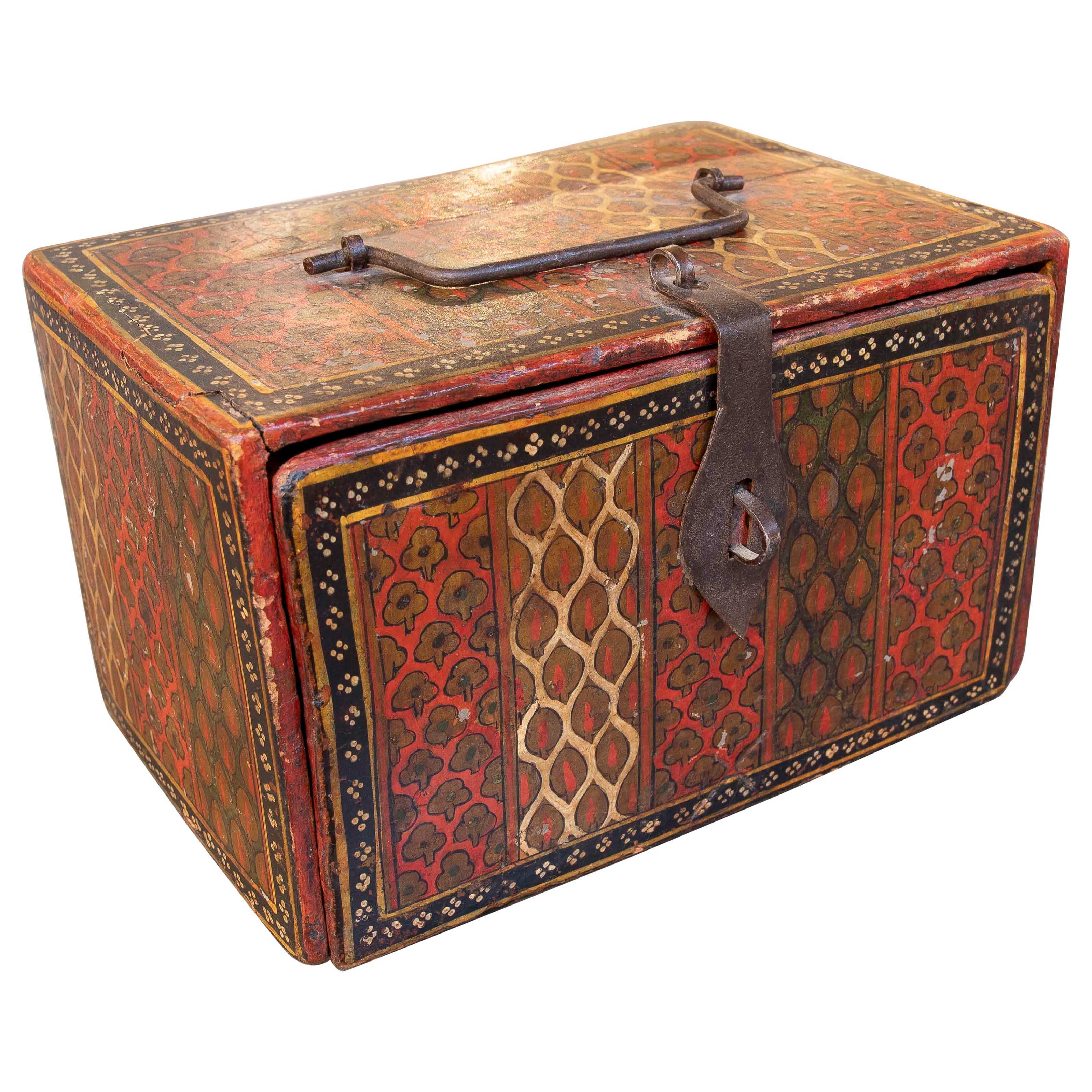 1875s Polychrome Oriental Desk Box with Lid and Drawers. For Sale