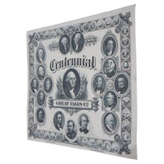 1876 Antique American Centennial Bank Note Engraving 18 Presidents 36 States