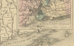 1876 Antique Map of New York State with Niagara and Hudson River Insets
