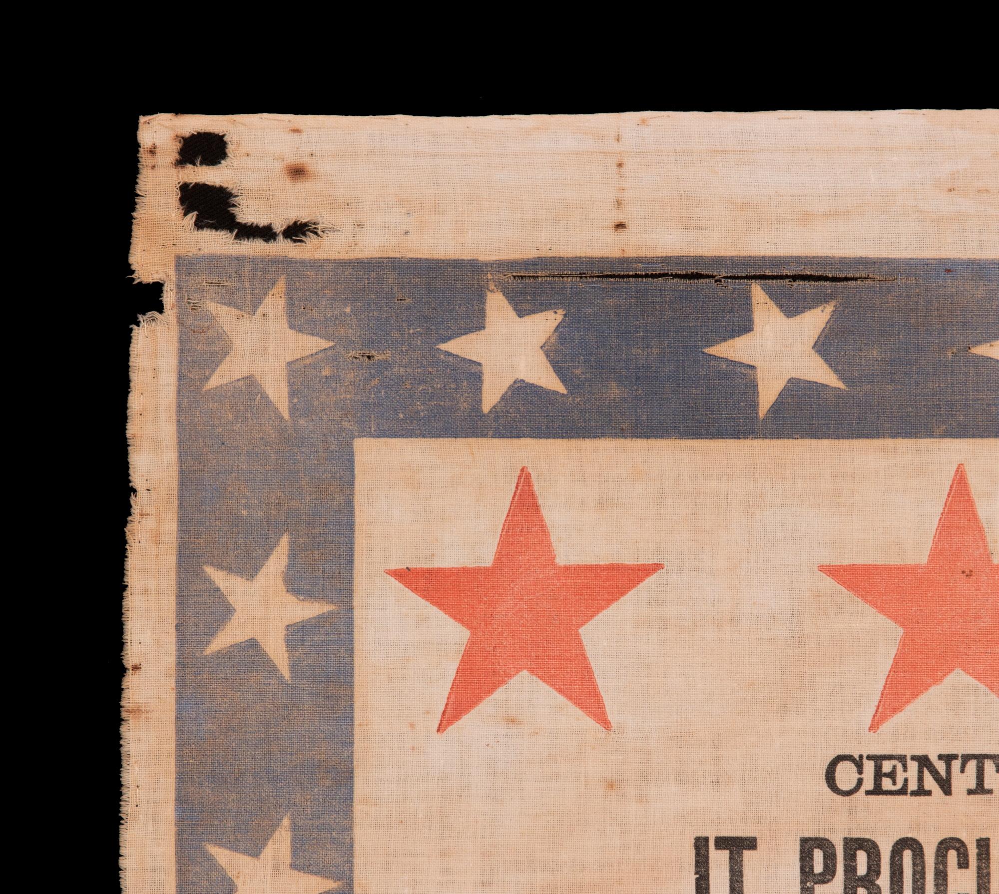 1876 Centennial Banner, with Patriotic Phrases, ca 1876 In Good Condition In York County, PA