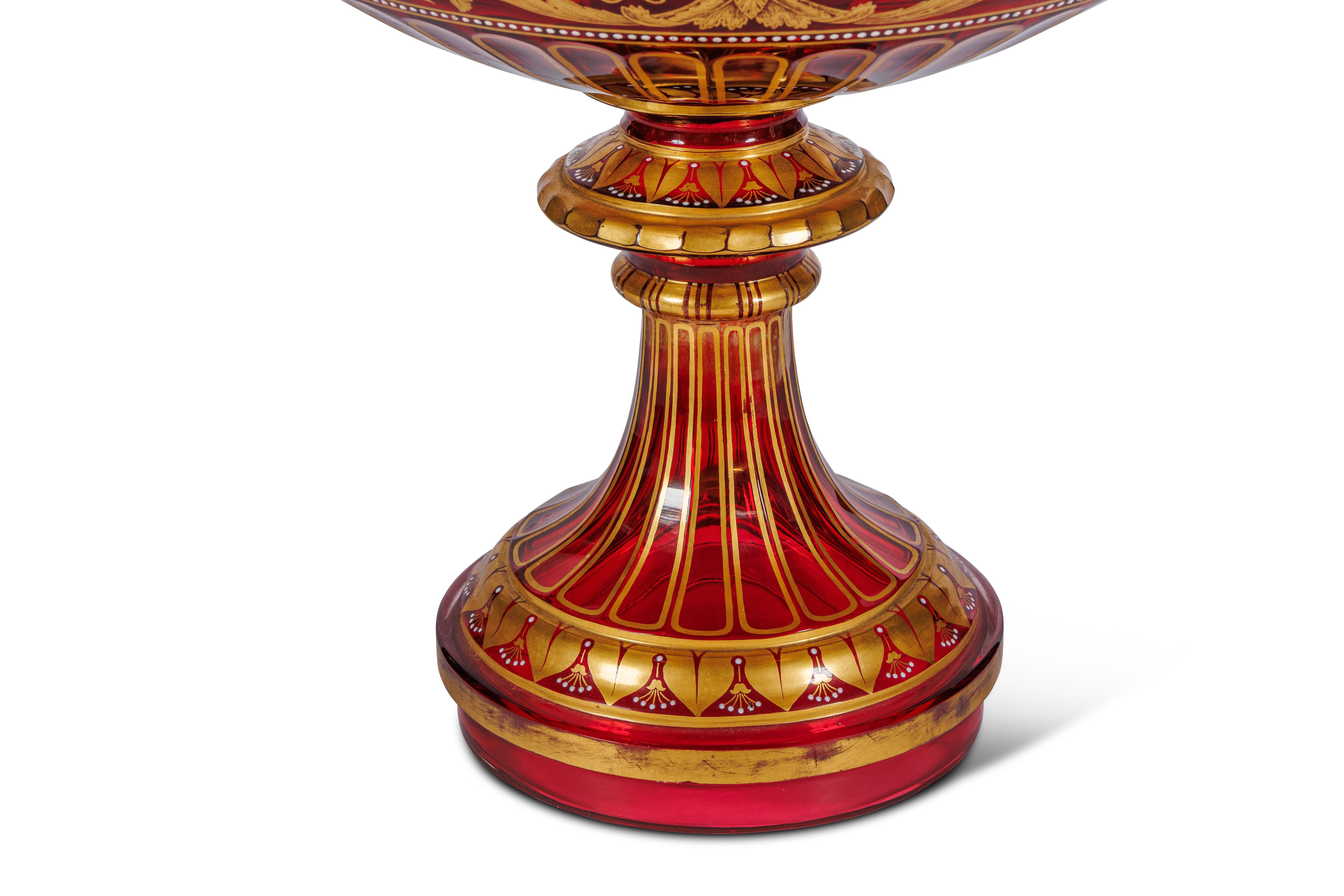 Austriaco Esposizione del Centenario del 1876, centrotavola in vetro rubino con montatura in J & L. Lobmeyr in vendita