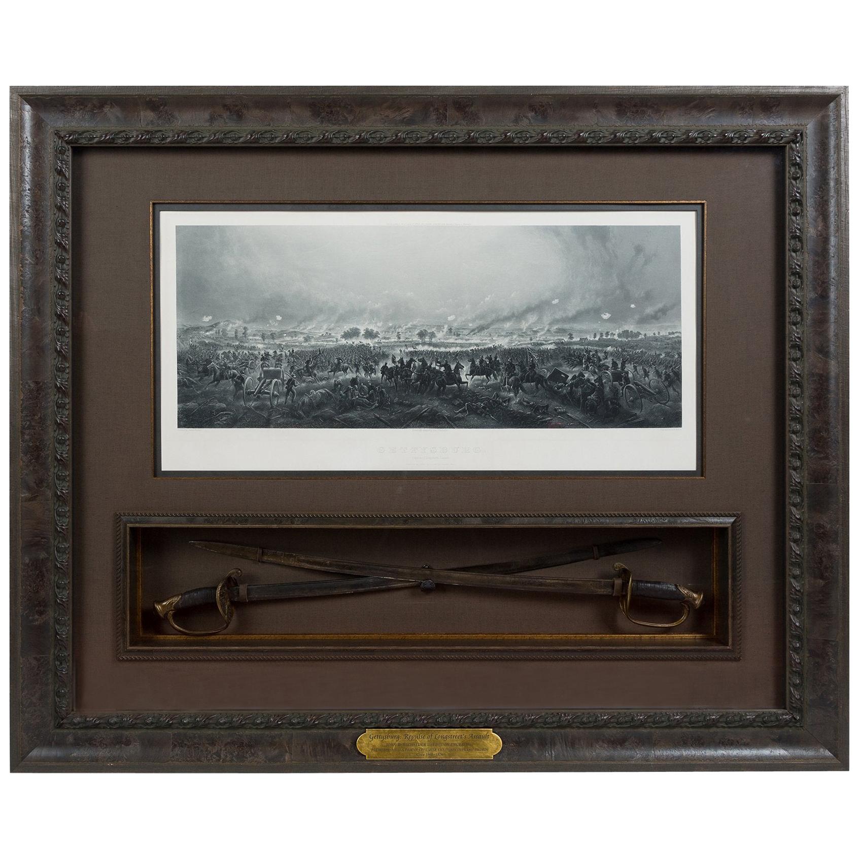1876 "Gettysburg. Repulse of Longstreet's Assault" with Union Officer Swords For Sale