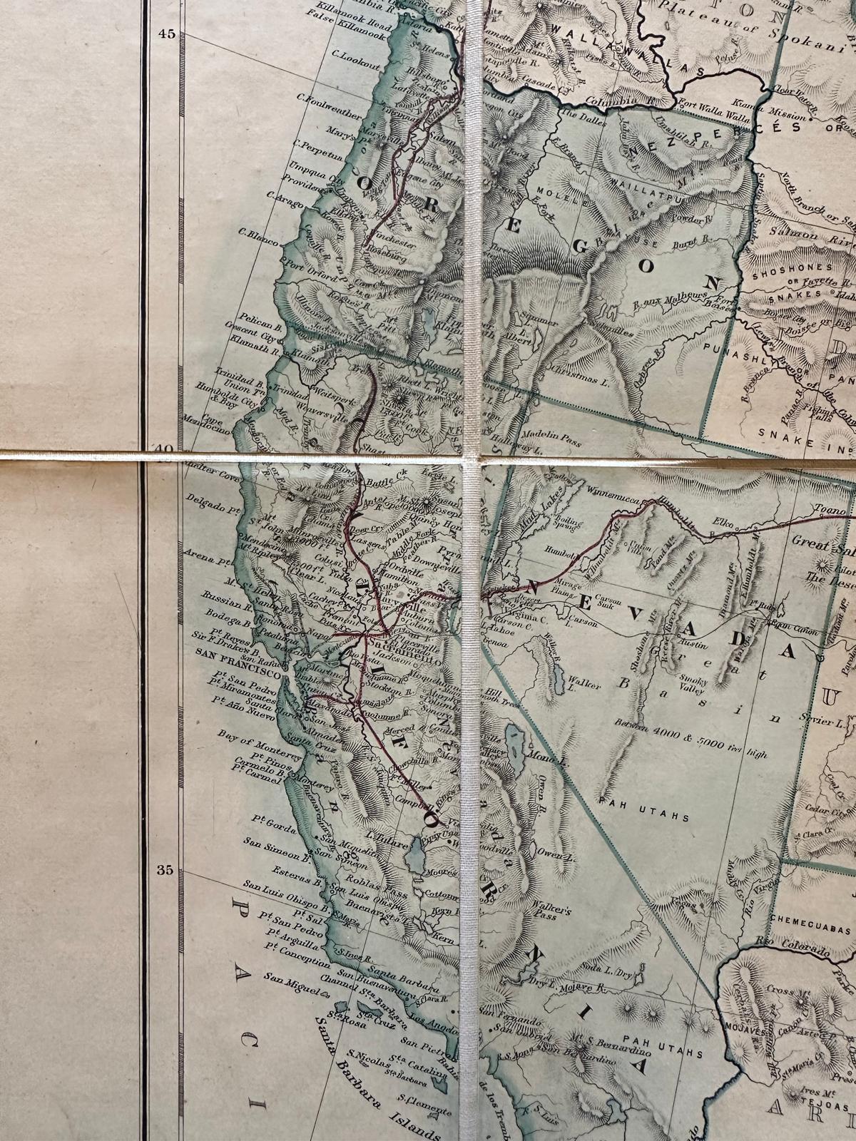 Mapa de Estados Unidos de 1876: Detallando las vías férreas y los territorios no colonizados en venta 6