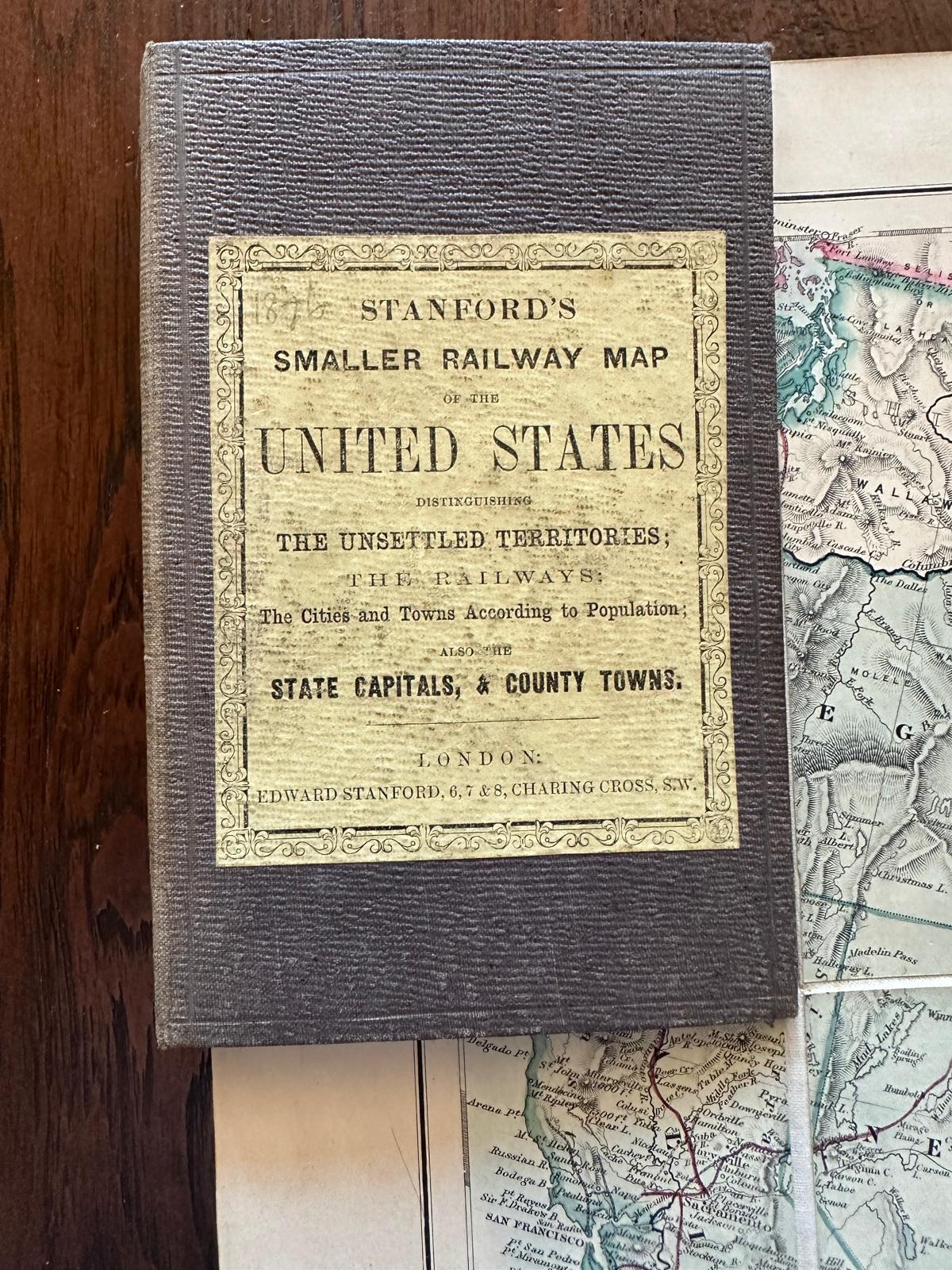 Mapa de Estados Unidos de 1876: Detallando las vías férreas y los territorios no colonizados en Bueno estado para la venta en Langweer, NL