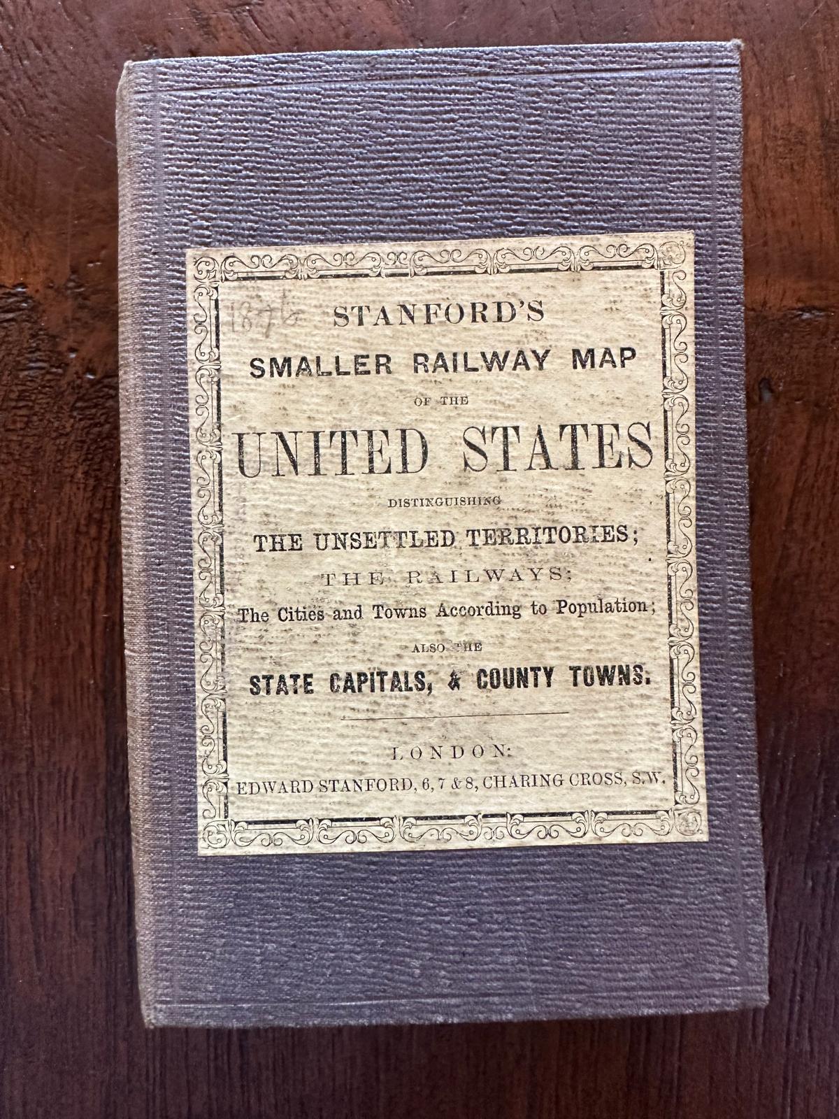 Mapa de Estados Unidos de 1876: Detallando las vías férreas y los territorios no colonizados Fines del siglo XIX en venta