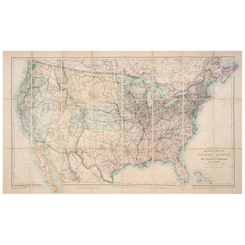 1876 Map of the United States: Detailing the Railroads and Unsettled Territories