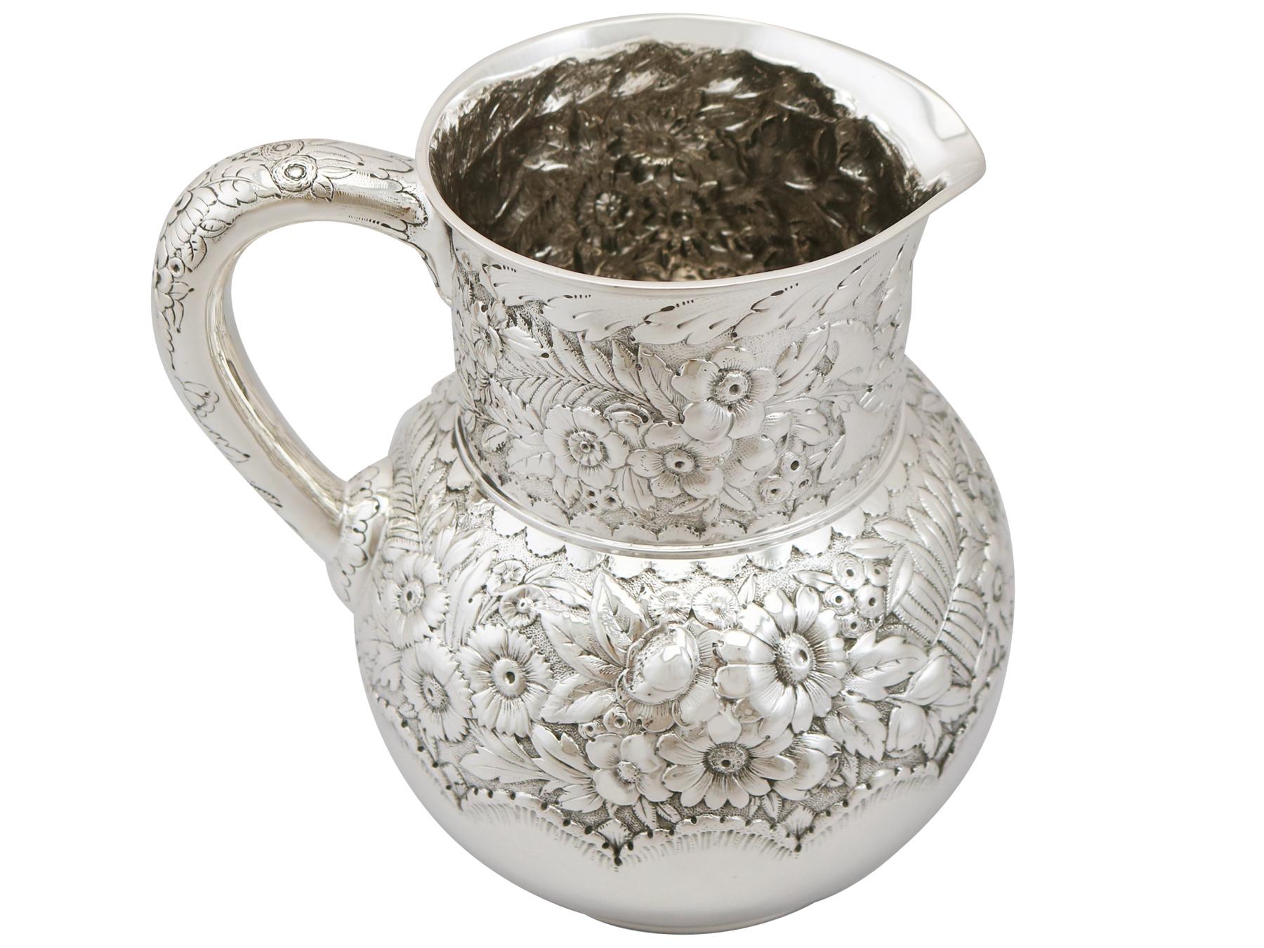 Late 19th Century 1877 Antique American Sterling Silver Water Pitcher Jug by Tiffany & Co.