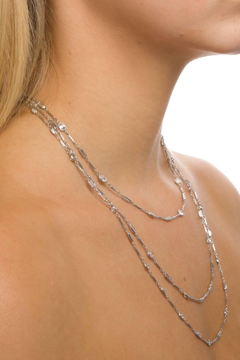 18.77 Carat Diamonds by the Yard Platinum Chain Necklace For Sale at