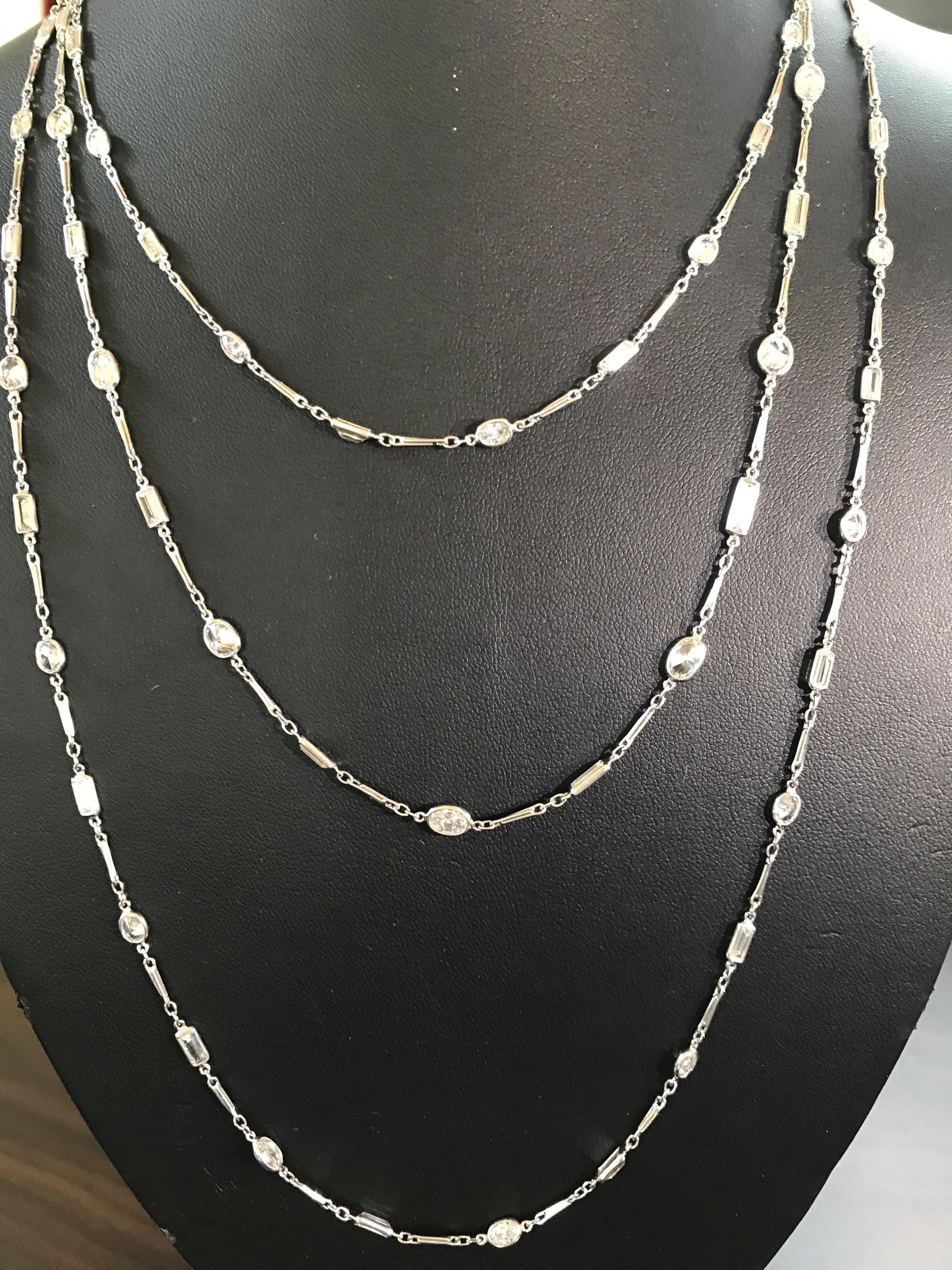 18.77 Carat Diamonds by the Yard Platinum Chain Necklace For Sale 3