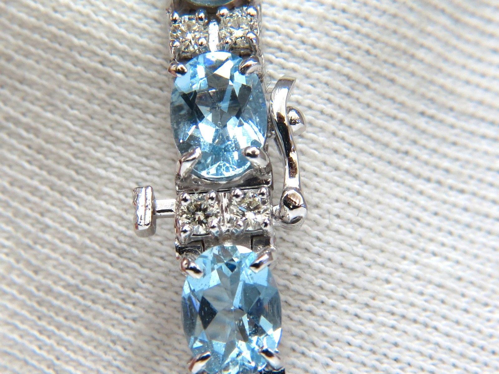 18.77 Carat Natural Aquamarine Diamonds Tennis Bracelet 14 Karat Aqua Blue In New Condition In New York, NY
