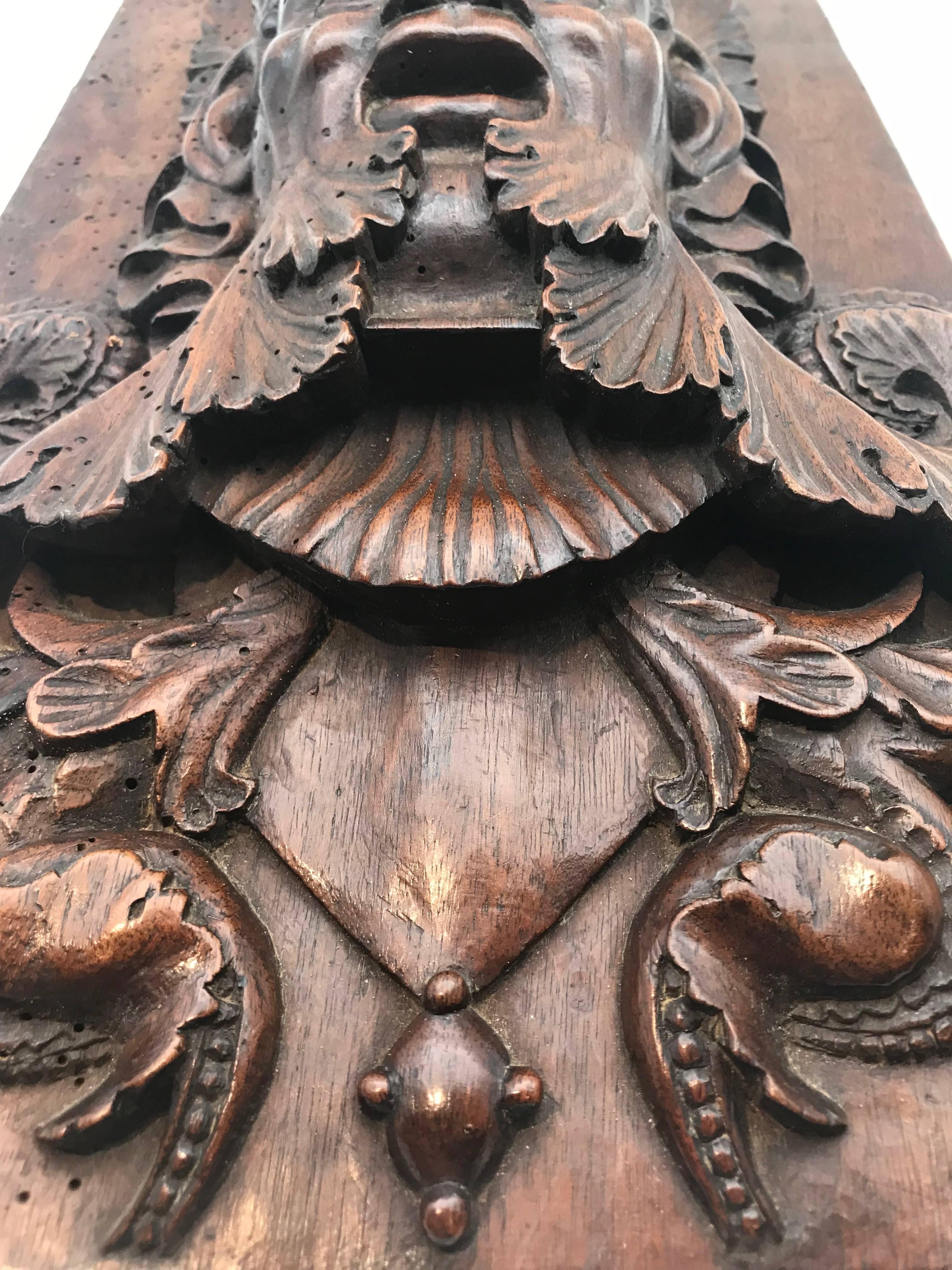 19th Century 1877 French Carved Wooden Study of Bacchus on Wooden Panel, Dated and Signed 