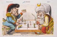 1877 Hand-Colored Russo-Turkish War Caricature by Augusto Grossi, Large Print