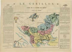 1877 Satirical Map of the Eastern War: Europe's Powers as Caricatured Characters