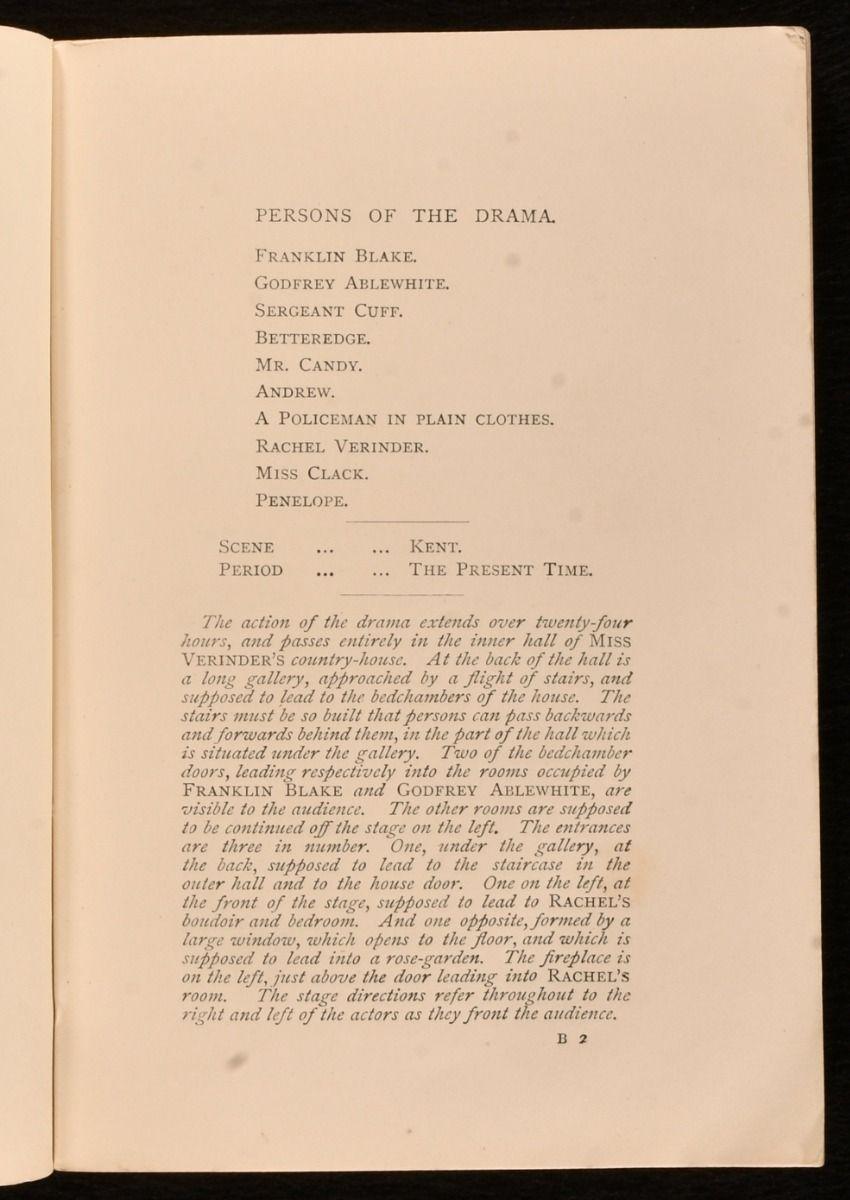 Paper 1877 The Moonstone: A Dramatic Story, in Three Acts For Sale