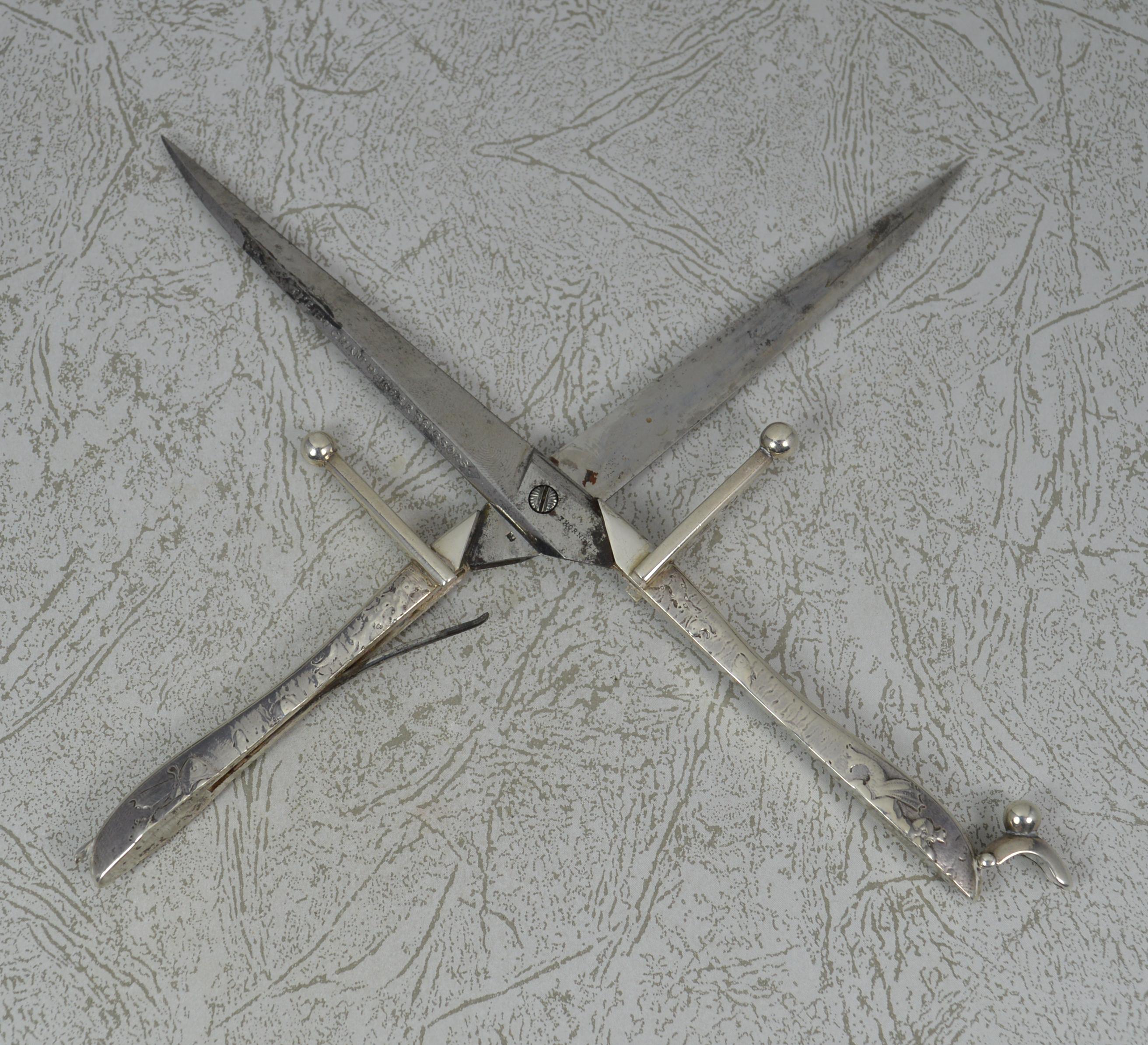1877 Victorian Novelty Bucham Dagger and Scabbard Shaped Spring Scissors 2