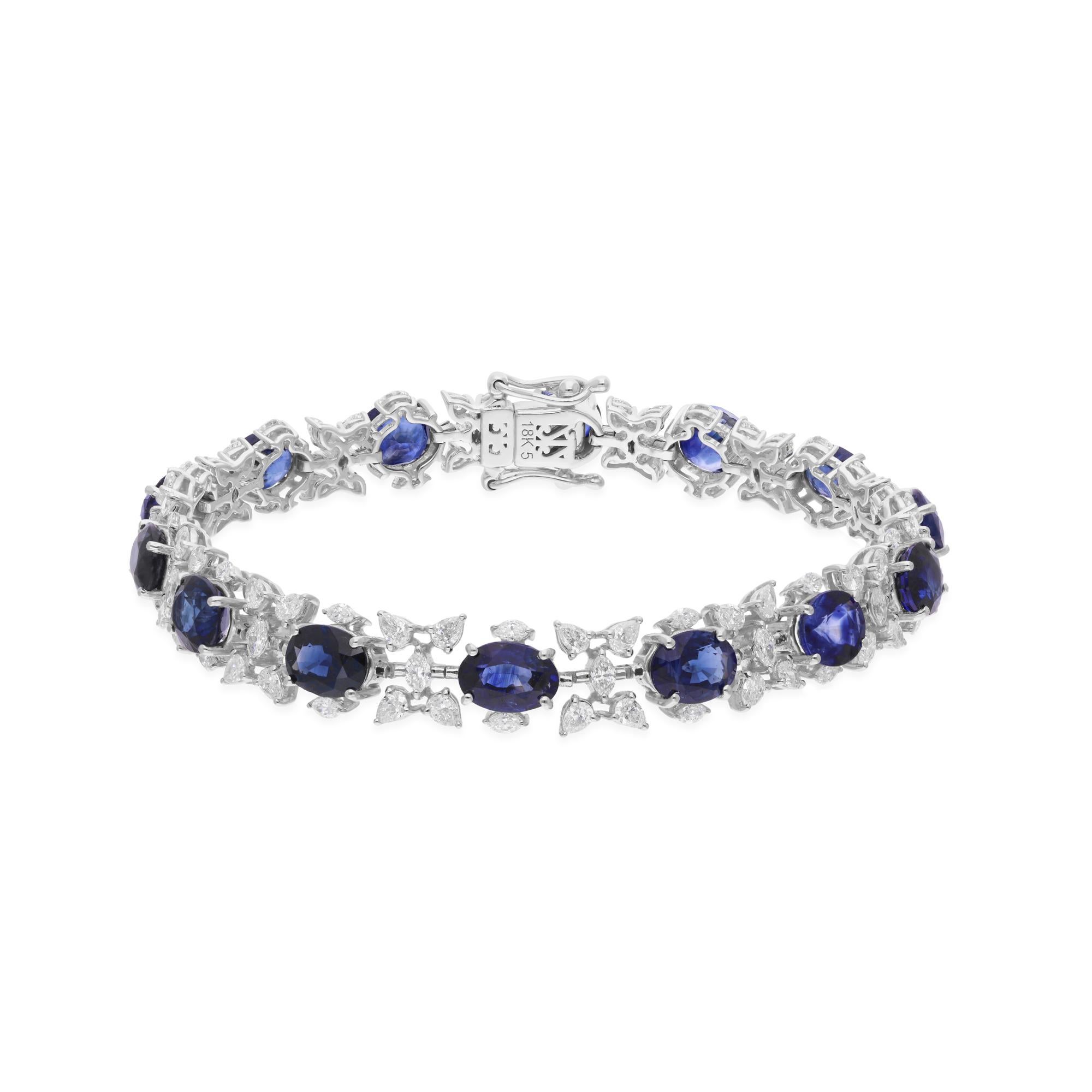 Taglio misto Collana girocollo con zaffiro blu e diamante da 18,77 carati in oro bianco 18 carati in vendita