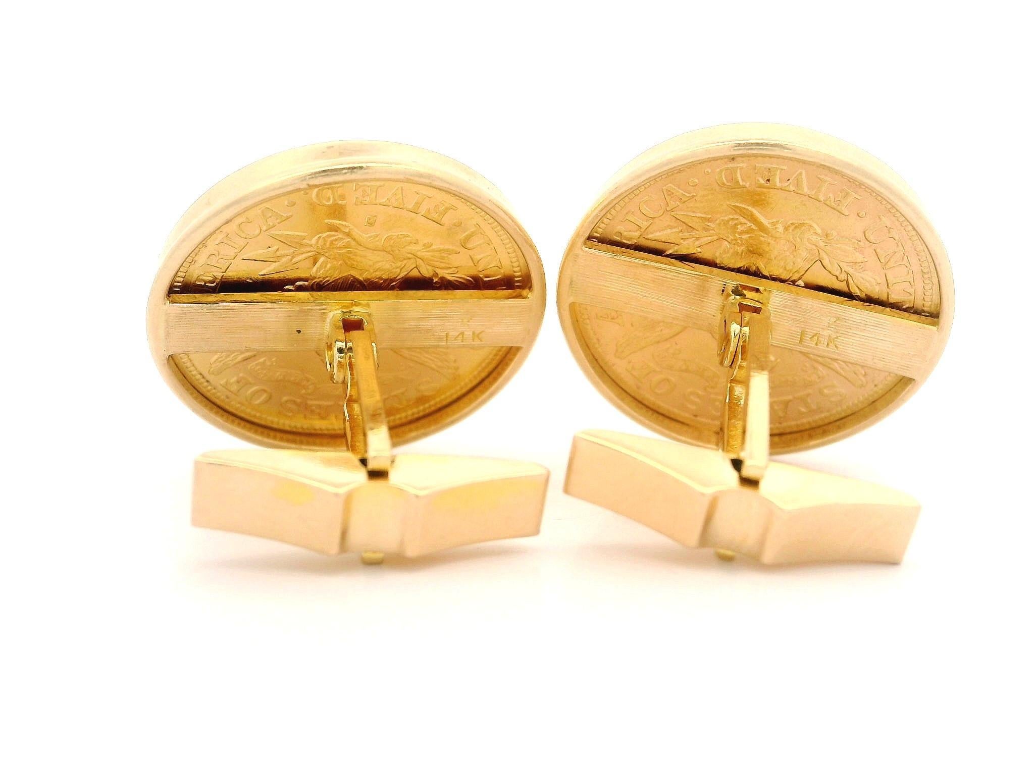 1878 1880-S 5 Dollar Yellow Gold Liberty Coin Cufflinks with Swivel Backs en vente 2