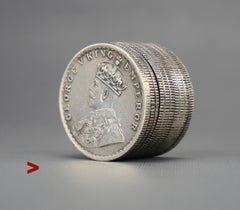 1878 - 1919 Colonial British Vanity Pill Box ten 1 Rupee Coins 917 Silver / 45gr