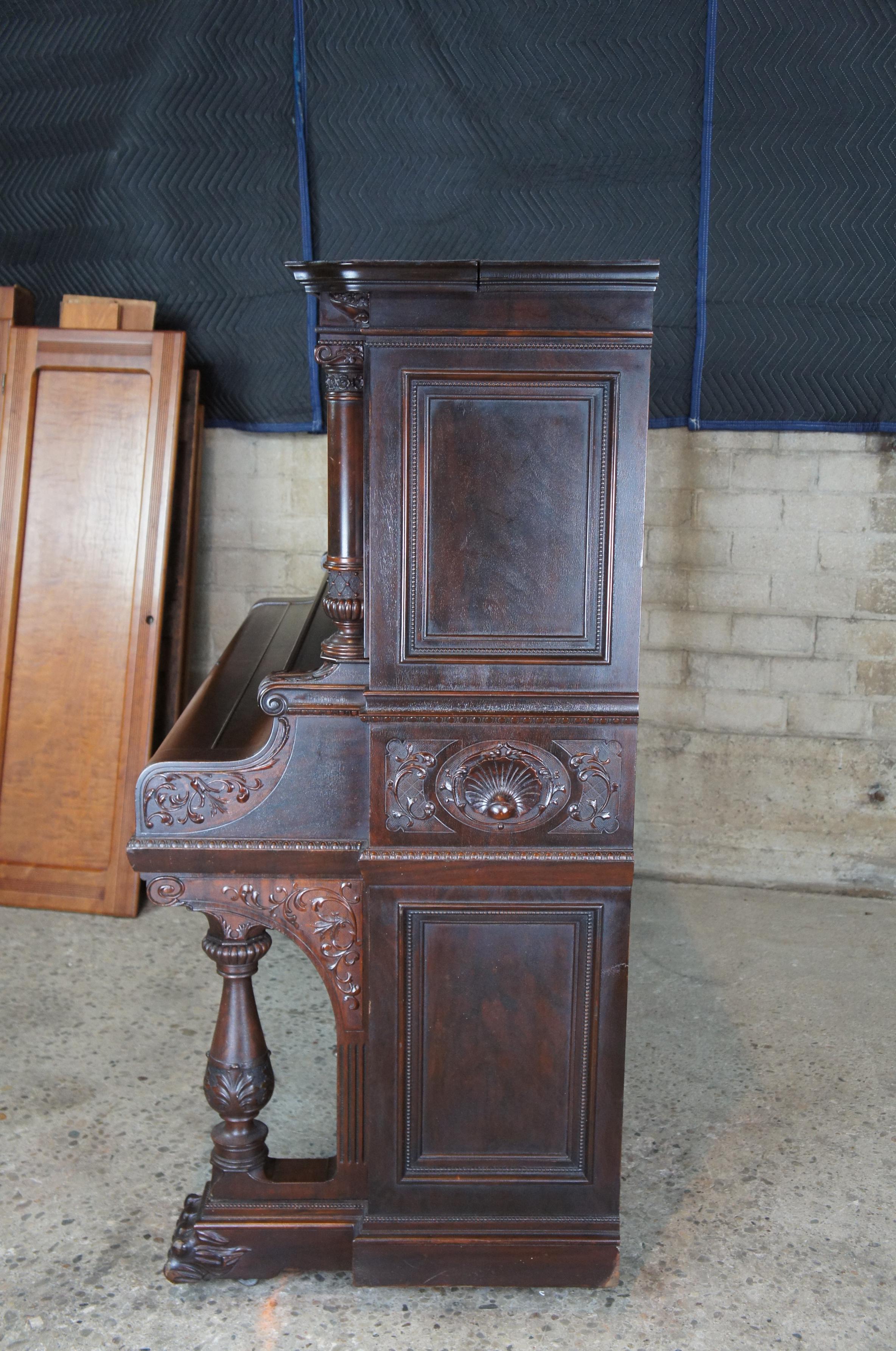 1878 Antique Shoninger Baroque Revival Mahogany Carved Upright Grand Piano 4