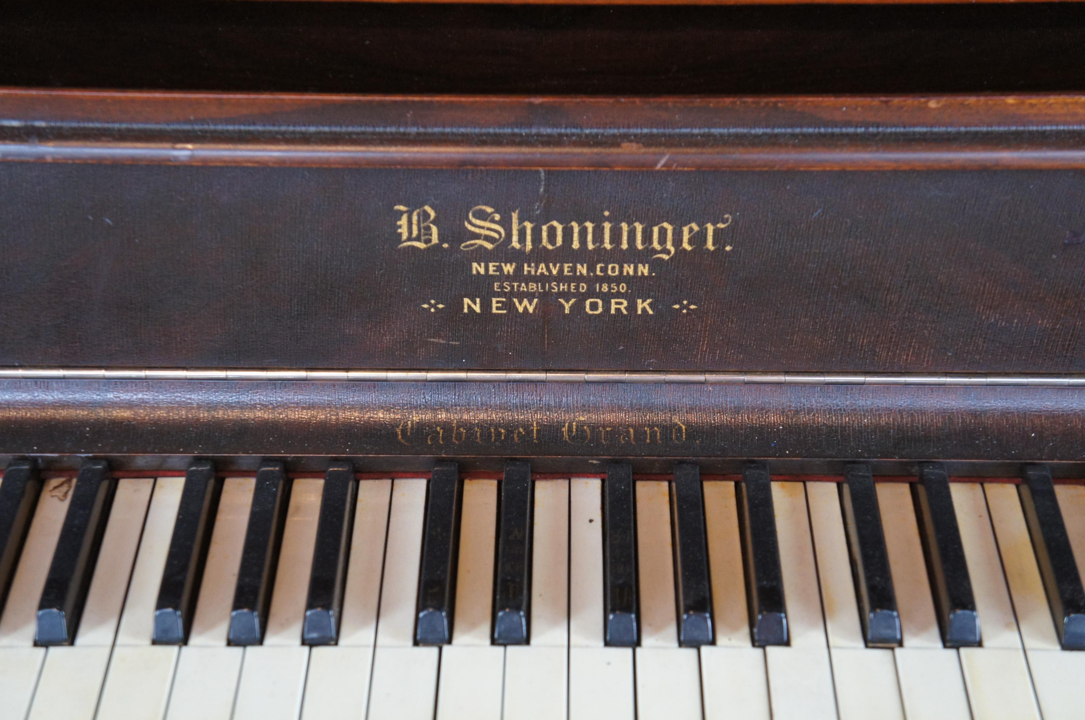 1878 Antique Shoninger Baroque Revival Mahogany Carved Upright Grand Piano In Good Condition In Dayton, OH