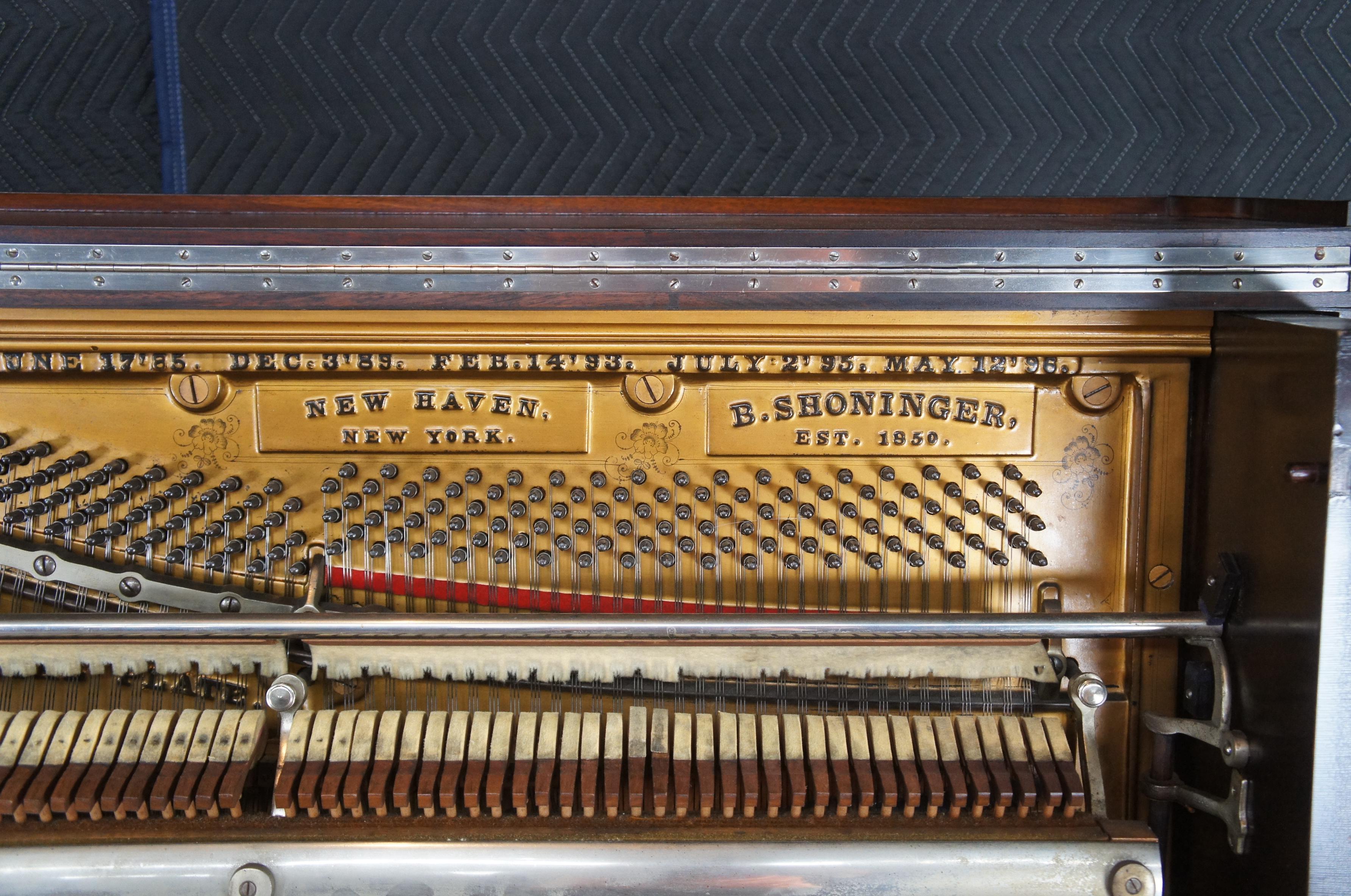 1878 Antique Shoninger Baroque Revival Mahogany Carved Upright Grand Piano 1