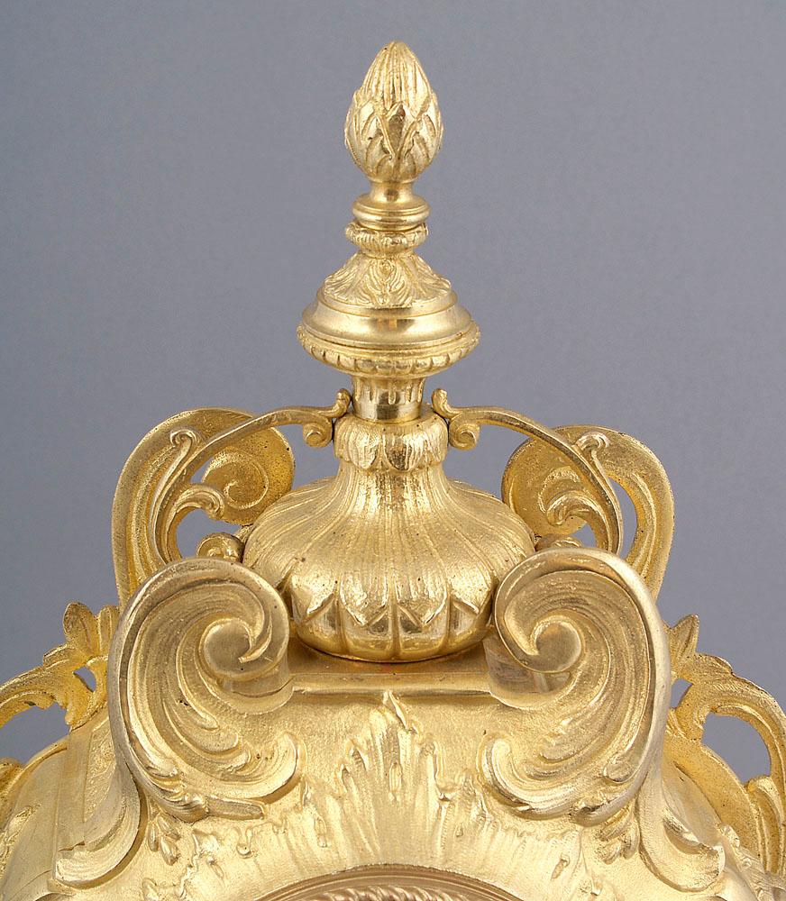 Français Pendule de cheminée en laiton H&F Paris Movement de 1878