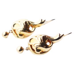 Antique 1878 Nordic earrings solid 18K Gold /2.5gr