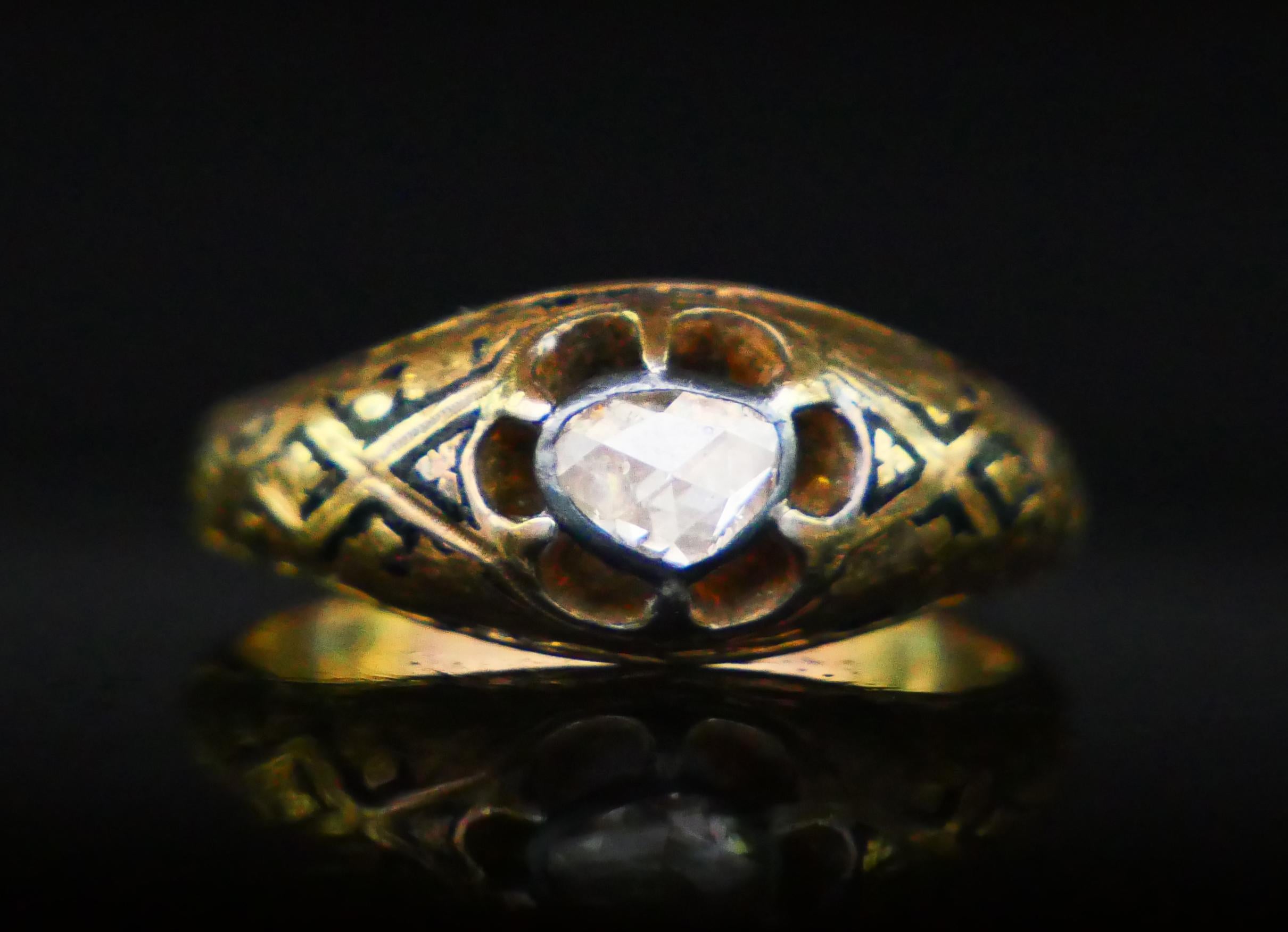 1878 Ring 0.5ct Diamant-Email massiv 18K Ø US5.5 / 2.26gr im Angebot 7