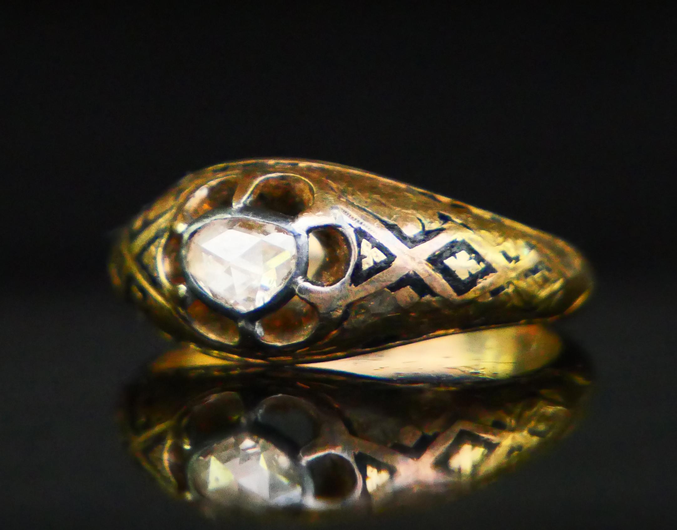 1878 Ring 0.5ct Diamant-Email massiv 18K Ø US5.5 / 2.26gr im Angebot 8