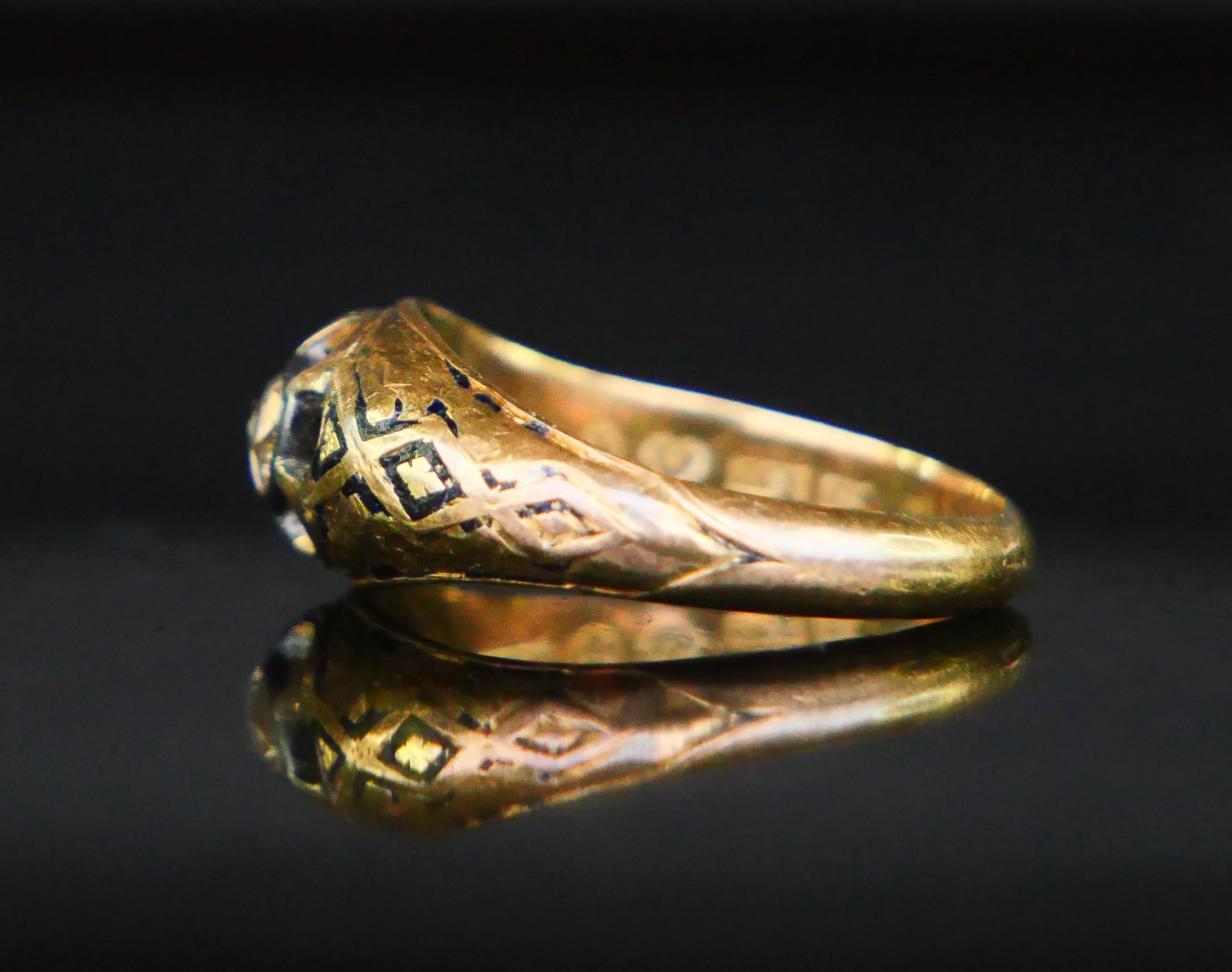 1878 Ring 0.5ct Diamant-Email massiv 18K Ø US5.5 / 2.26gr im Angebot 9