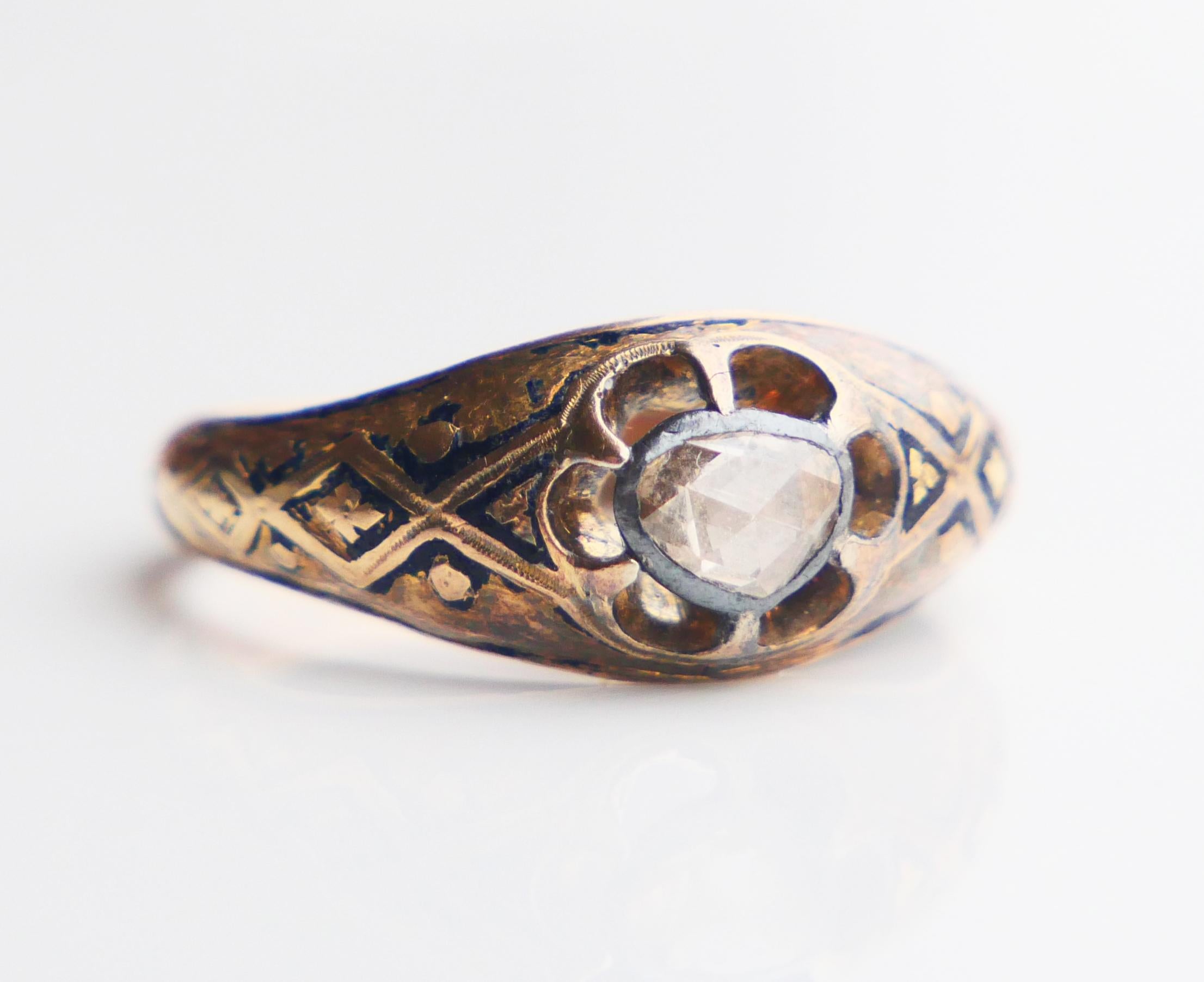 1878 Ring 0.5ct Diamant-Email massiv 18K Ø US5.5 / 2.26gr im Angebot 1