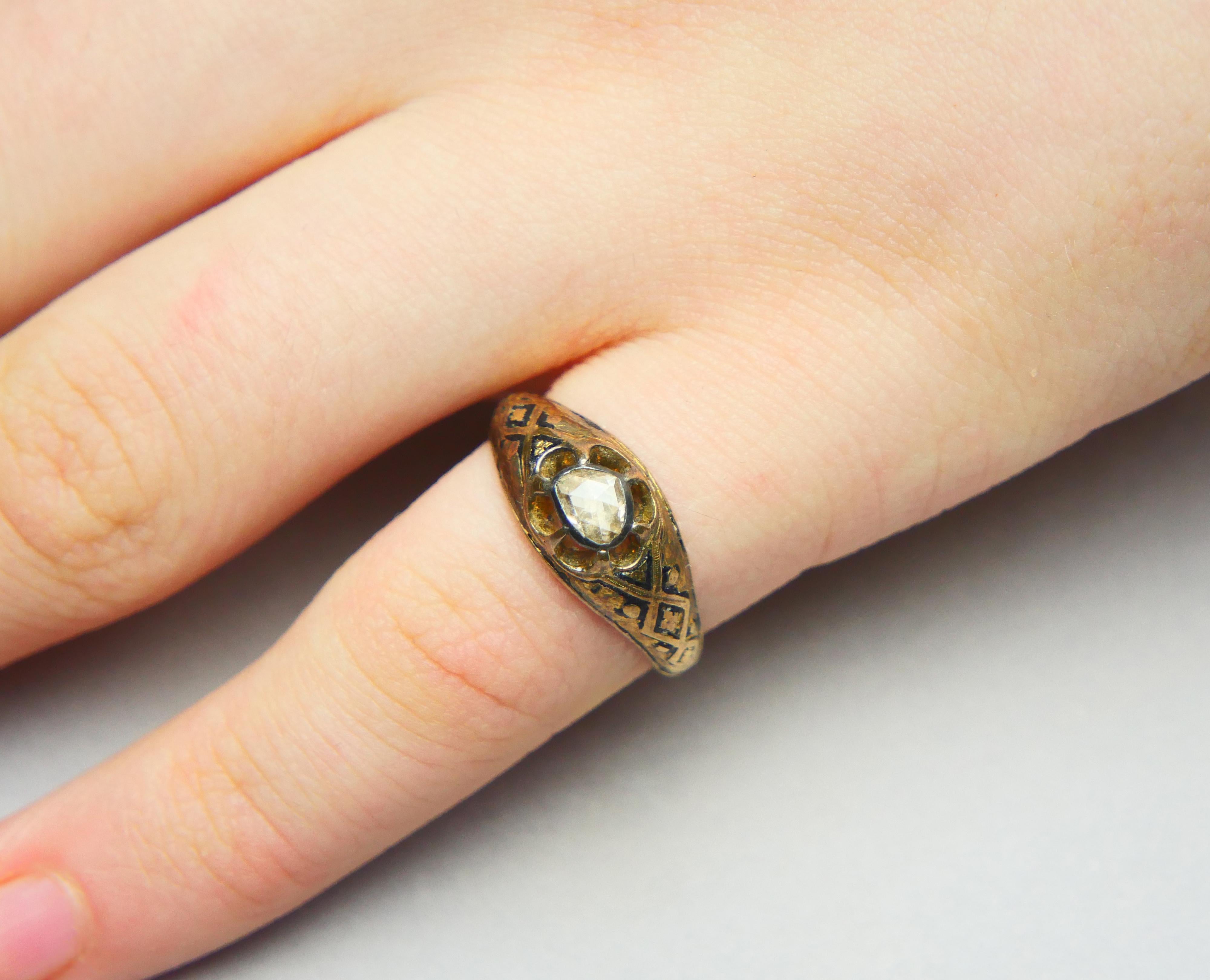 1878 Ring 0.5ct Diamant-Email massiv 18K Ø US5.5 / 2.26gr im Angebot 4