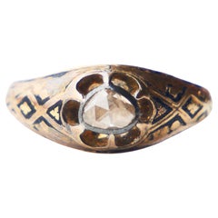 1878 Ring 0.5ct Diamond Enamel solid 18K Ø US5.5 / 2.26gr