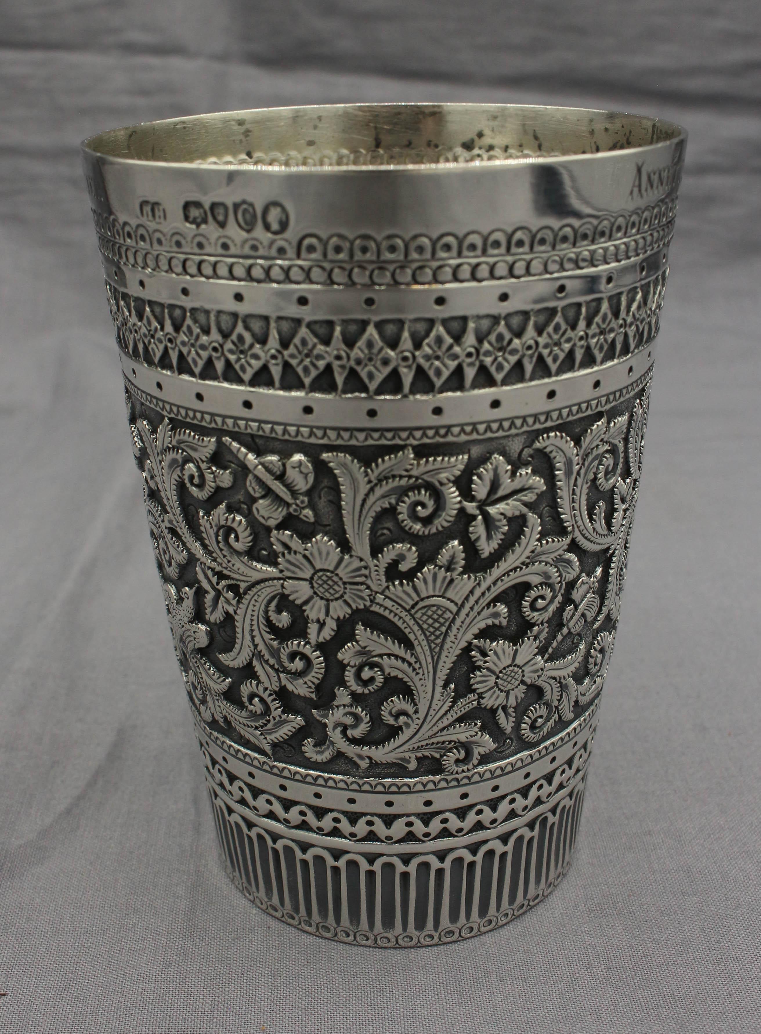English 1878 Sterling Silver Beaker by Henry Holland