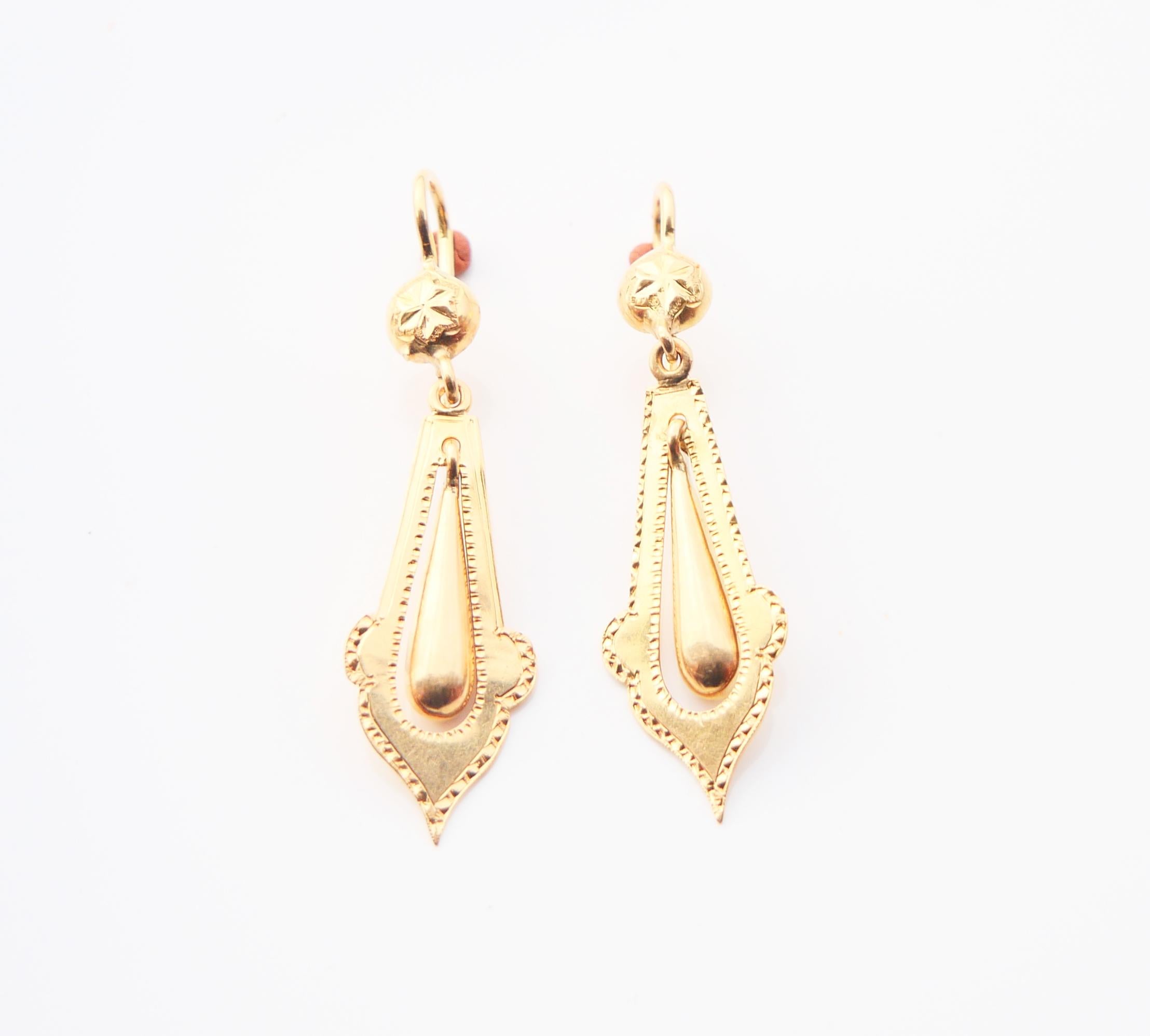 Women's 1879 Antique Earrings solid 18K Gold / 4.2 gr For Sale
