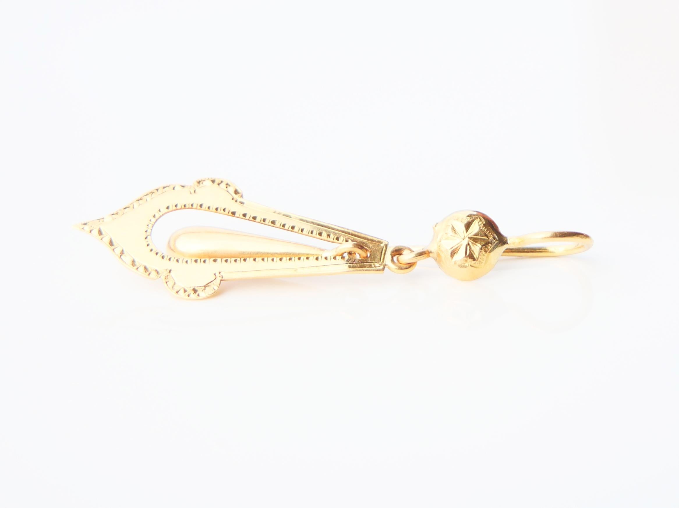 1879 Antique Viking Revival Earrings solid 18K Gold / 4.2 gr For Sale 3