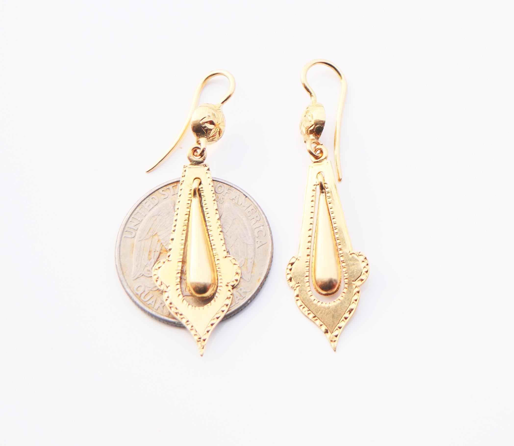 1879 Antique Earrings solid 18K Gold / 4.2 gr For Sale 5