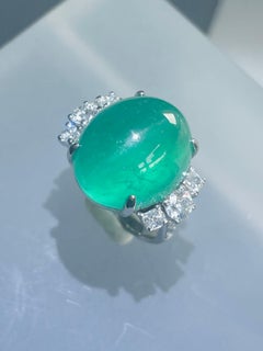 18.79 Ct GIA ICA Certificate Emerald Cat's Eye 18K Gold Ring